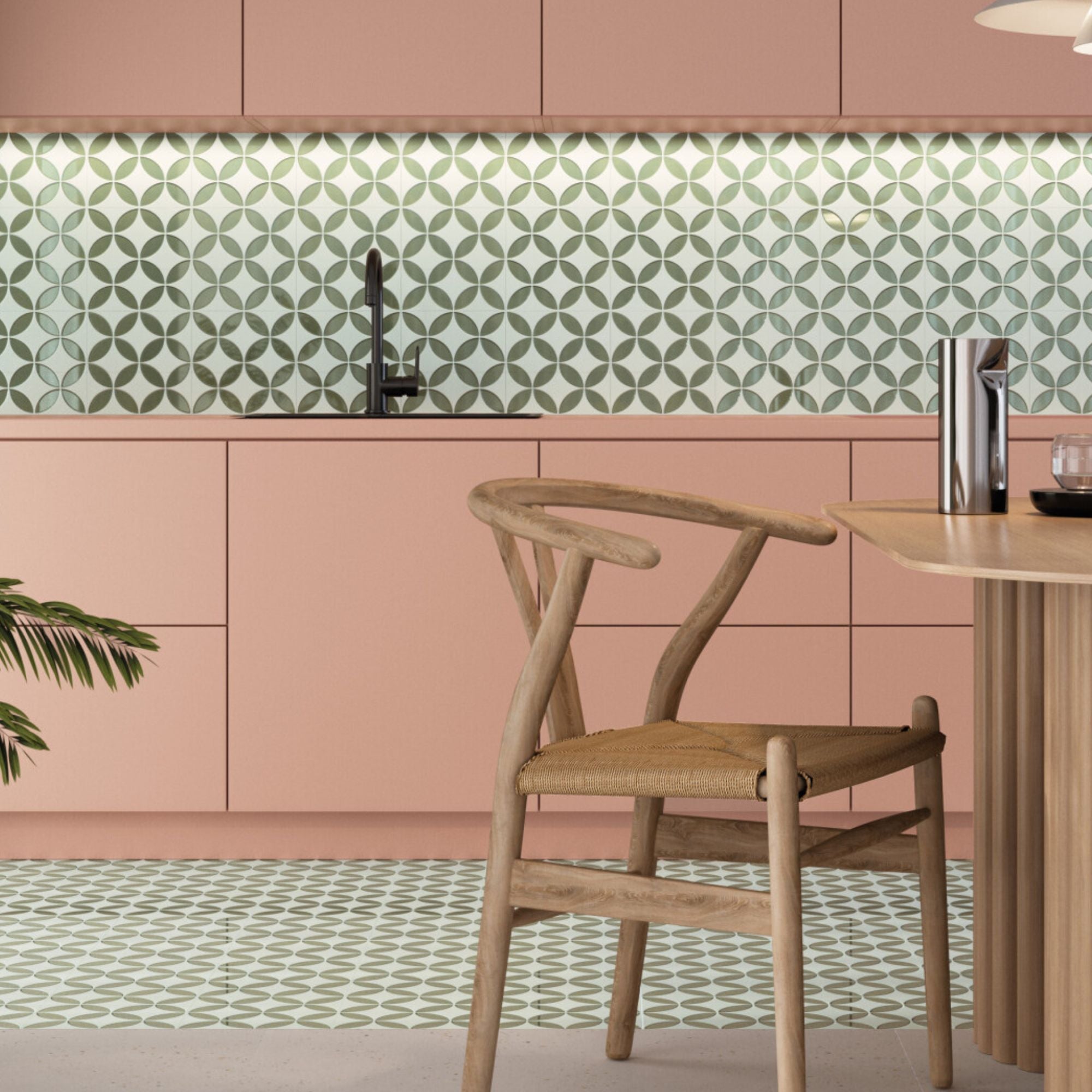 Mayari Green Petals 3D Pattern Porcelain Tile 22x22cm Matt