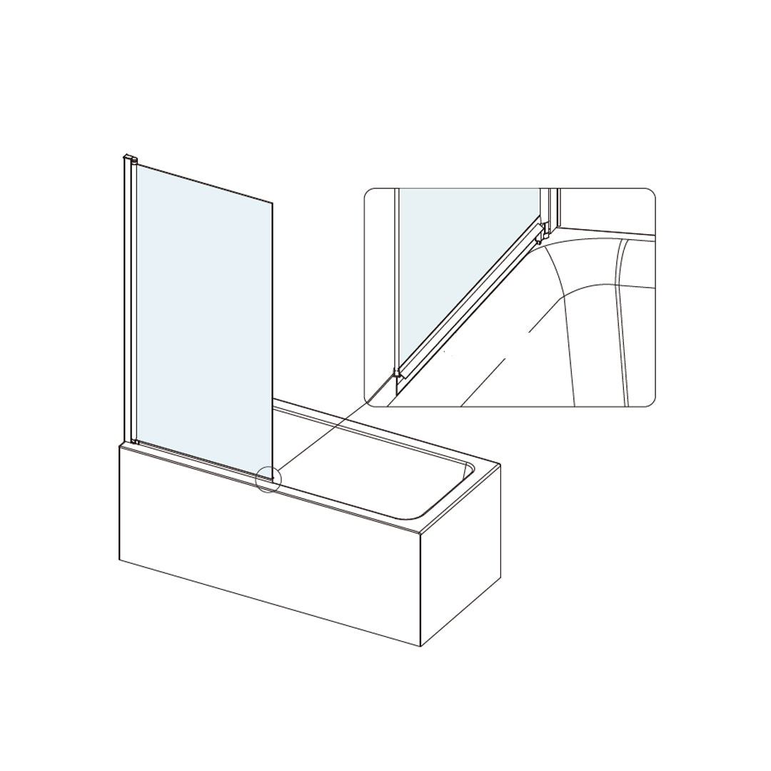 Diagram of the Merlyn MB2 Single Square Bath Screen 800x1500mm, supplied by Deluxe Bathrooms.