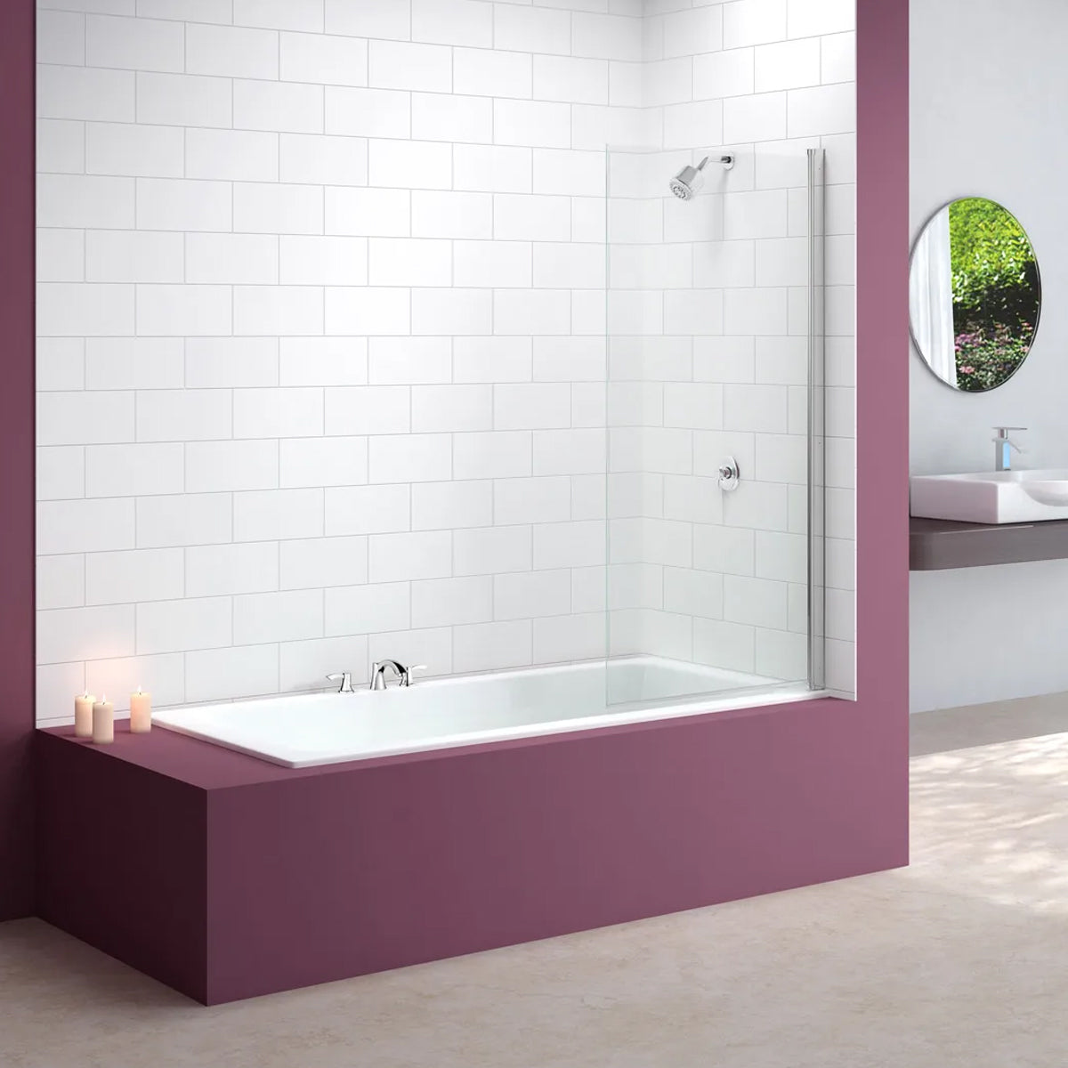 Image of the Merlyn MB2 Single Square Bath Screen 800x1500mm in chrome, supplied by Deluxe Bathrooms.