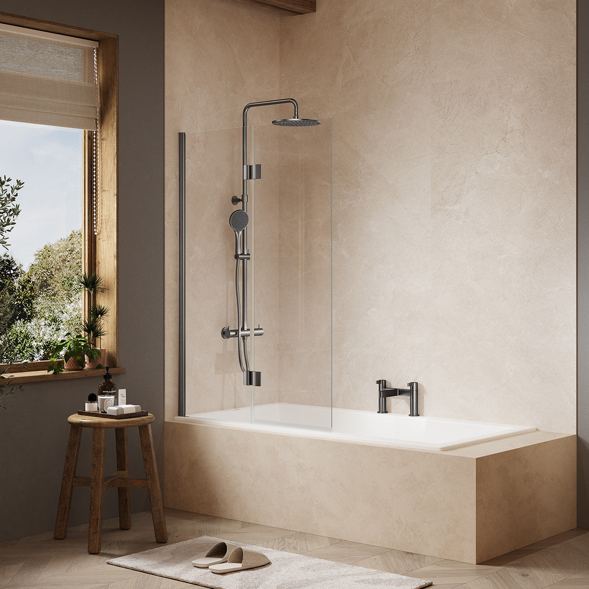 Merlyn MB7 Two-Panel Hinged Colour Bath Screen 900x1500mm