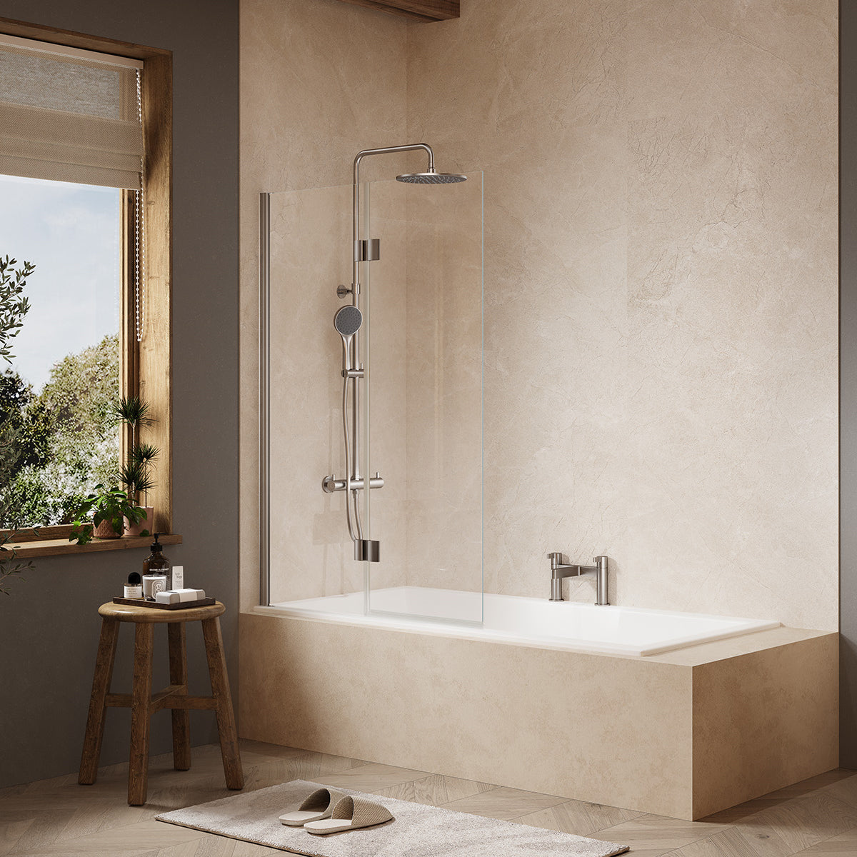 Merlyn MB7 Two-Panel Hinged Colour Bath Screen 900x1500mm