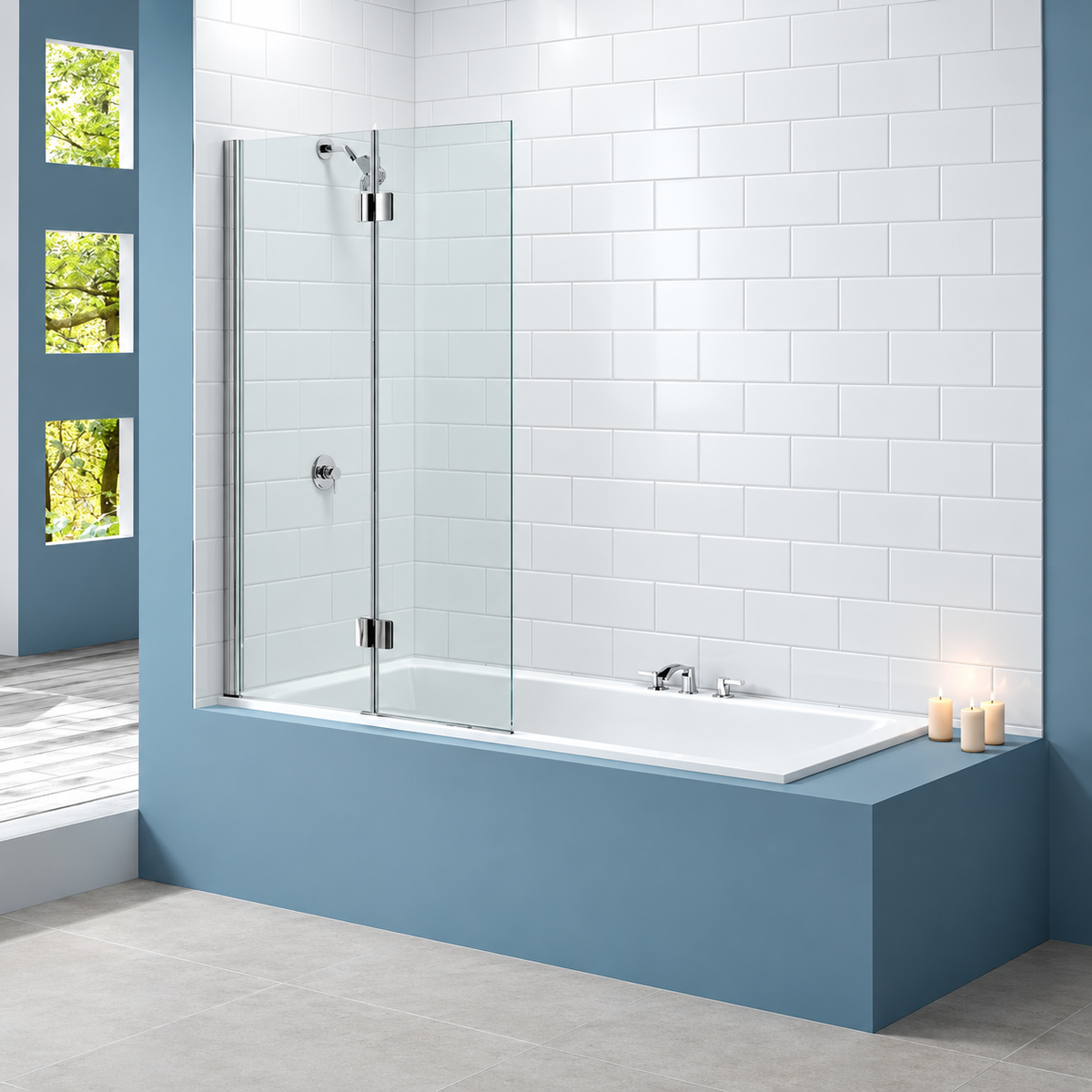 Merlyn MB7 Two-Panel Chrome Hinged Bath Screen 900x1500mm