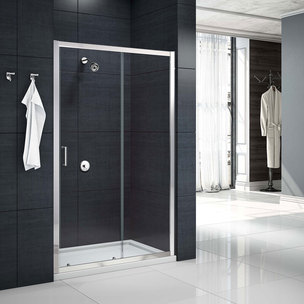 Merlyn MBox Sliding Shower Door In Recess - Chrome