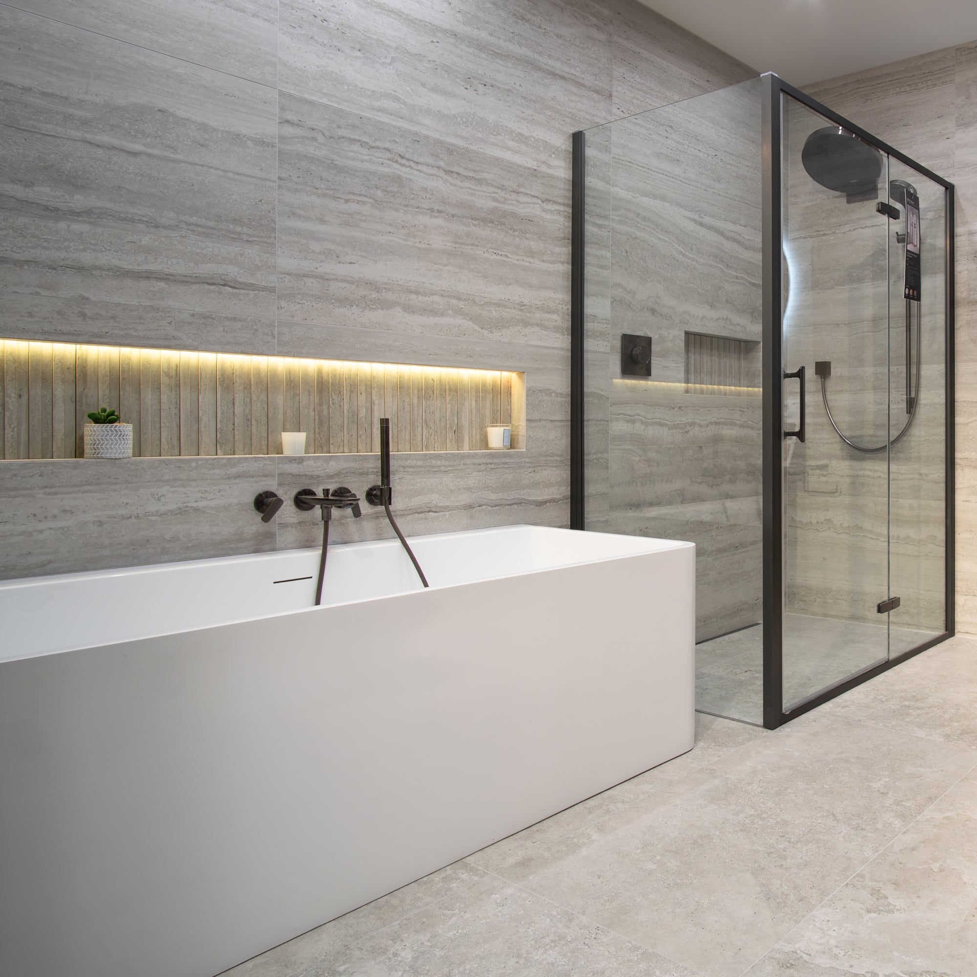 Nativa Lux Vena Travertine Effect Porcelain Tile 60x120cm Matt