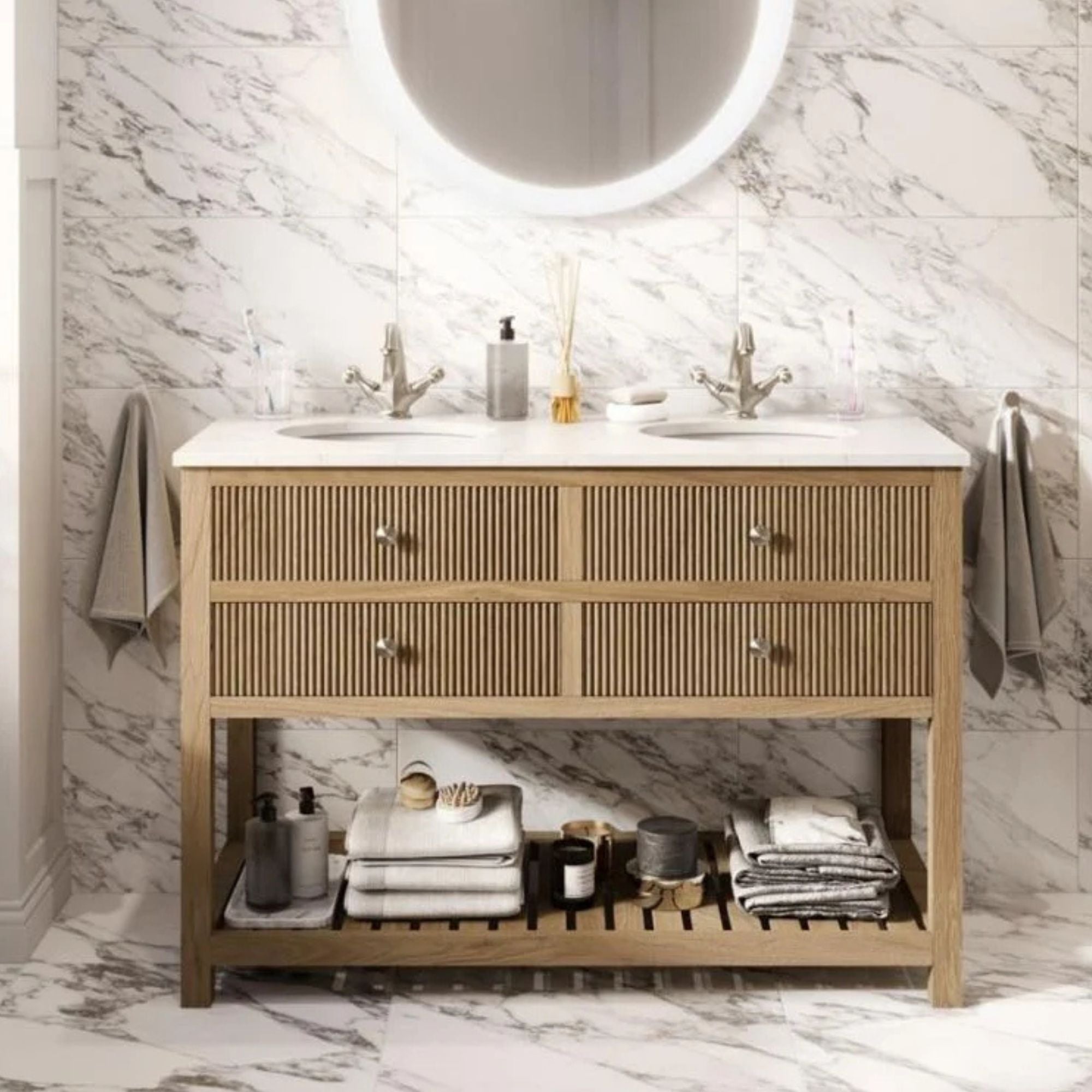 Newbury 1200 Fluted Floorstanding 4-Drawer Vanity Unit With Basin