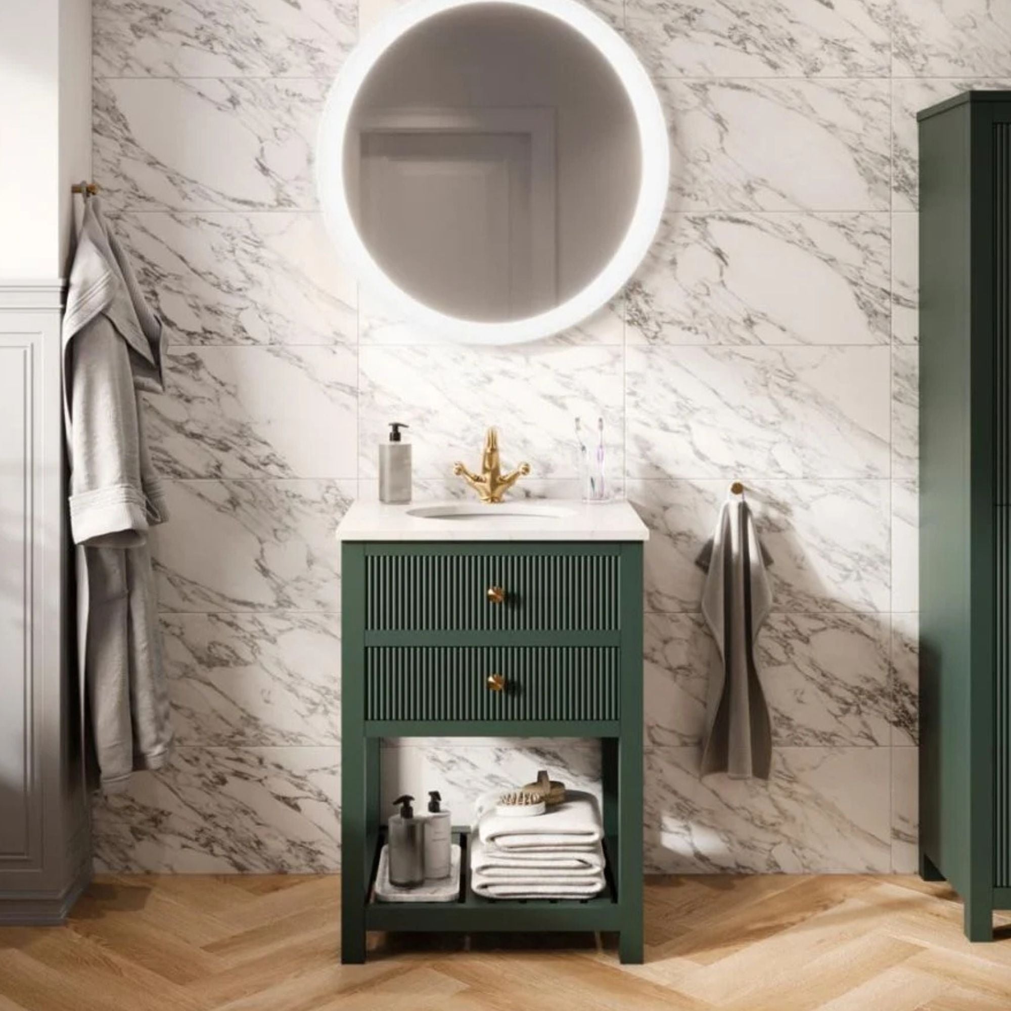 Newbury 600 Fluted Floorstanding 2-Drawer Vanity Unit With Basin