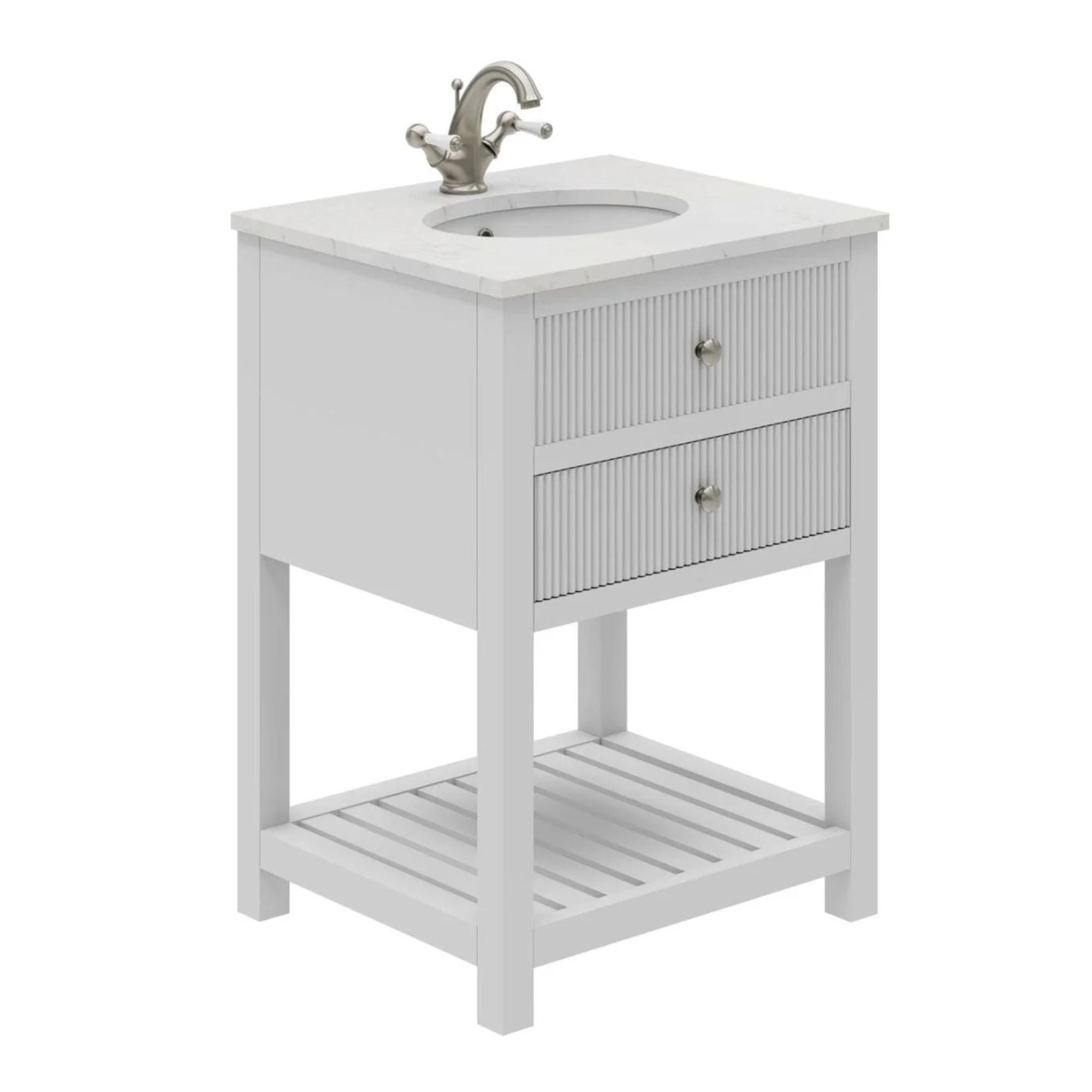 Newbury 600 Fluted Floorstanding 2-Drawer Vanity Unit With Basin