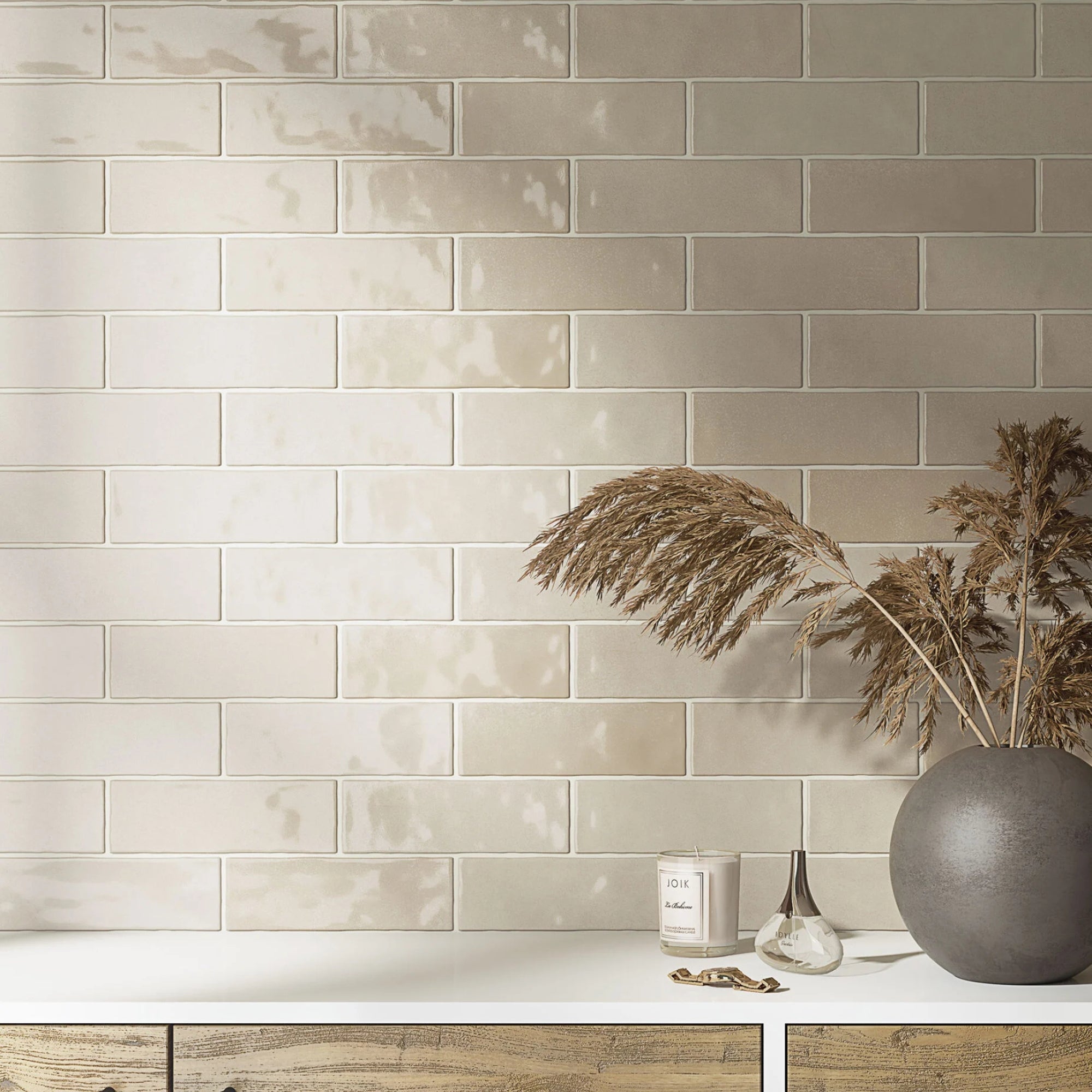 Nolita Beige Porcelain Wall Tile 6.5x20cm Glossy