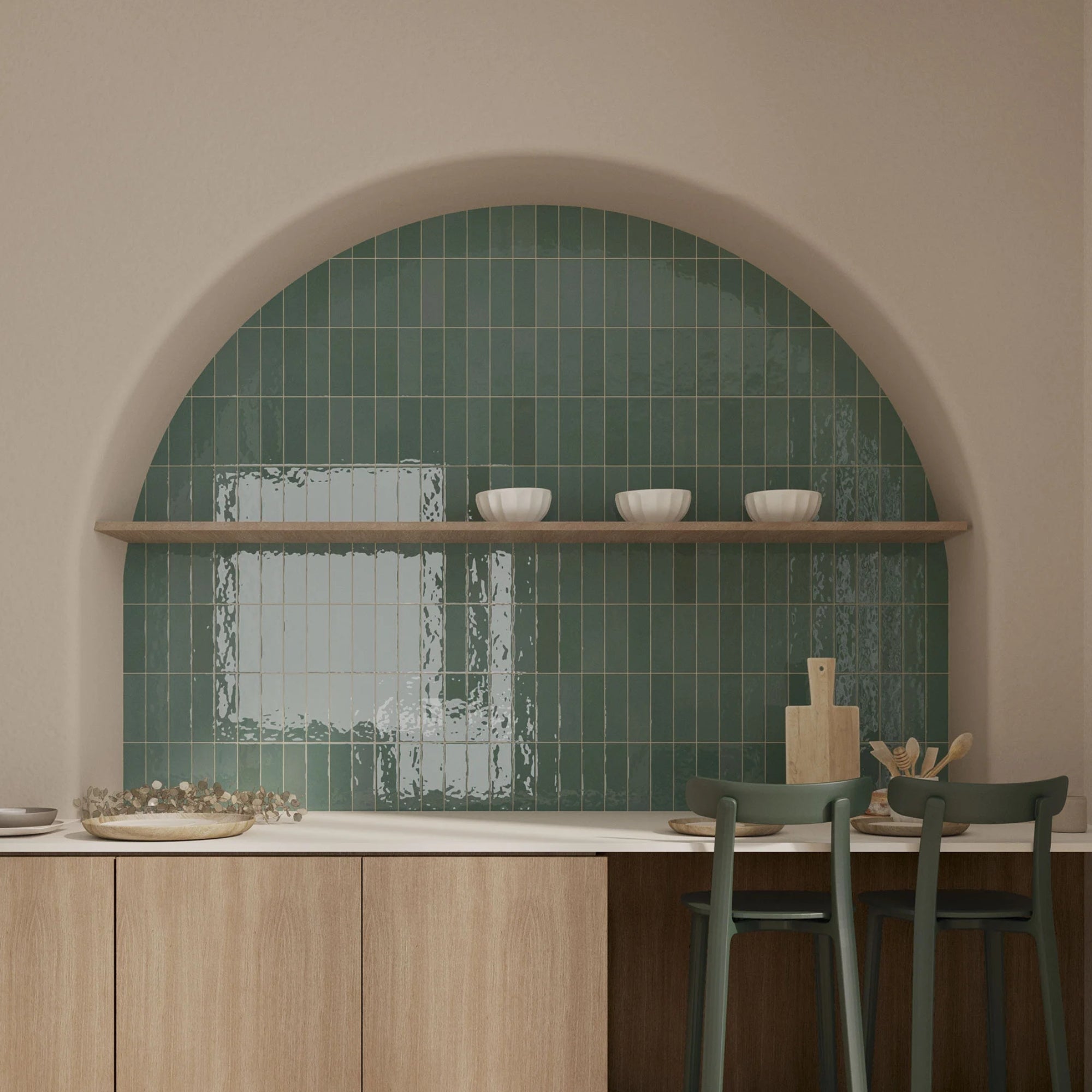 Bestile Nolita Verde Wall Porcelain Tile 6.5x20cm Glossy