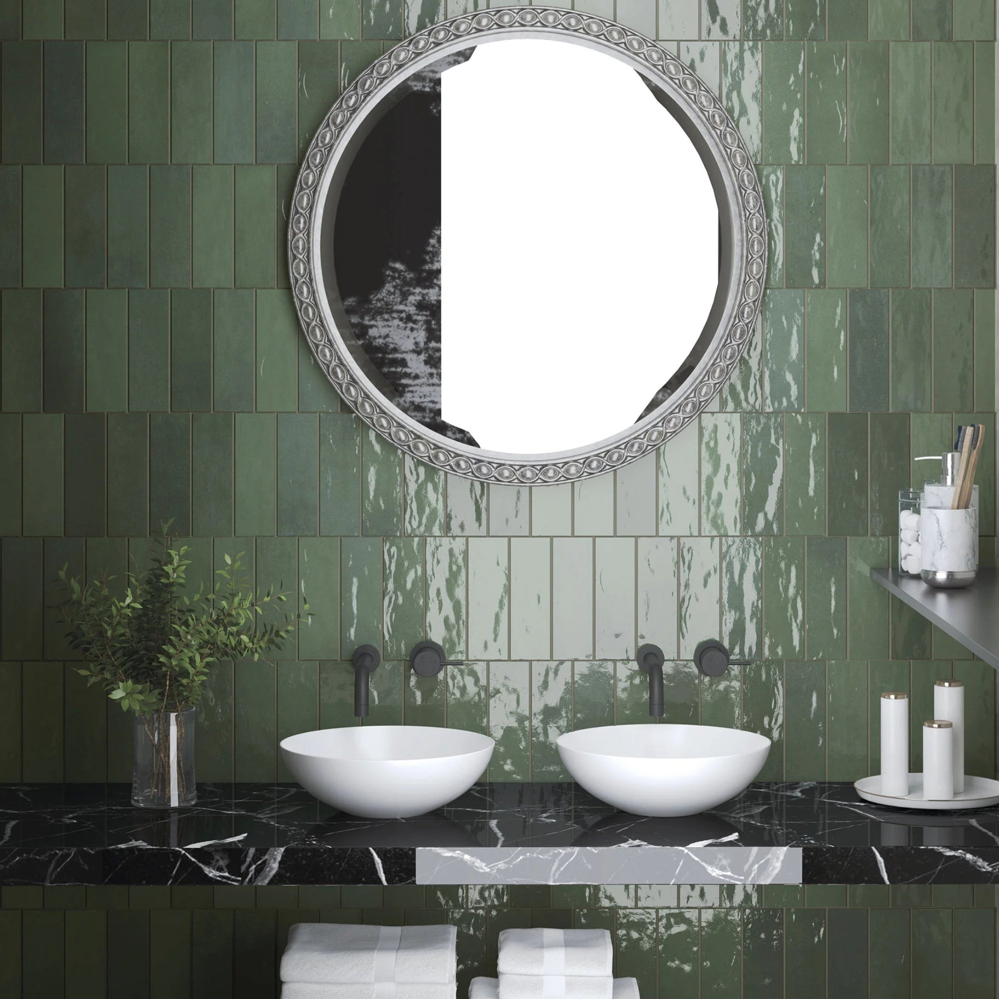 Bestile Nolita Verde Wall Porcelain Tile 6.5x20cm Glossy