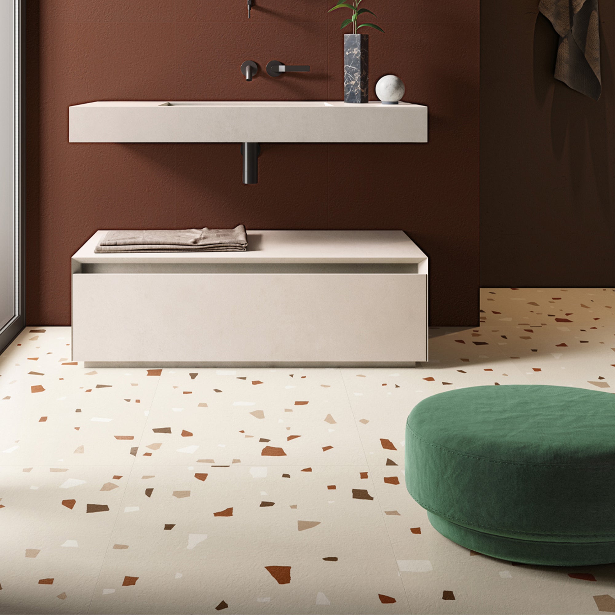 nuances avorio coccio terrazzo effect porcelain tile 60x120cm