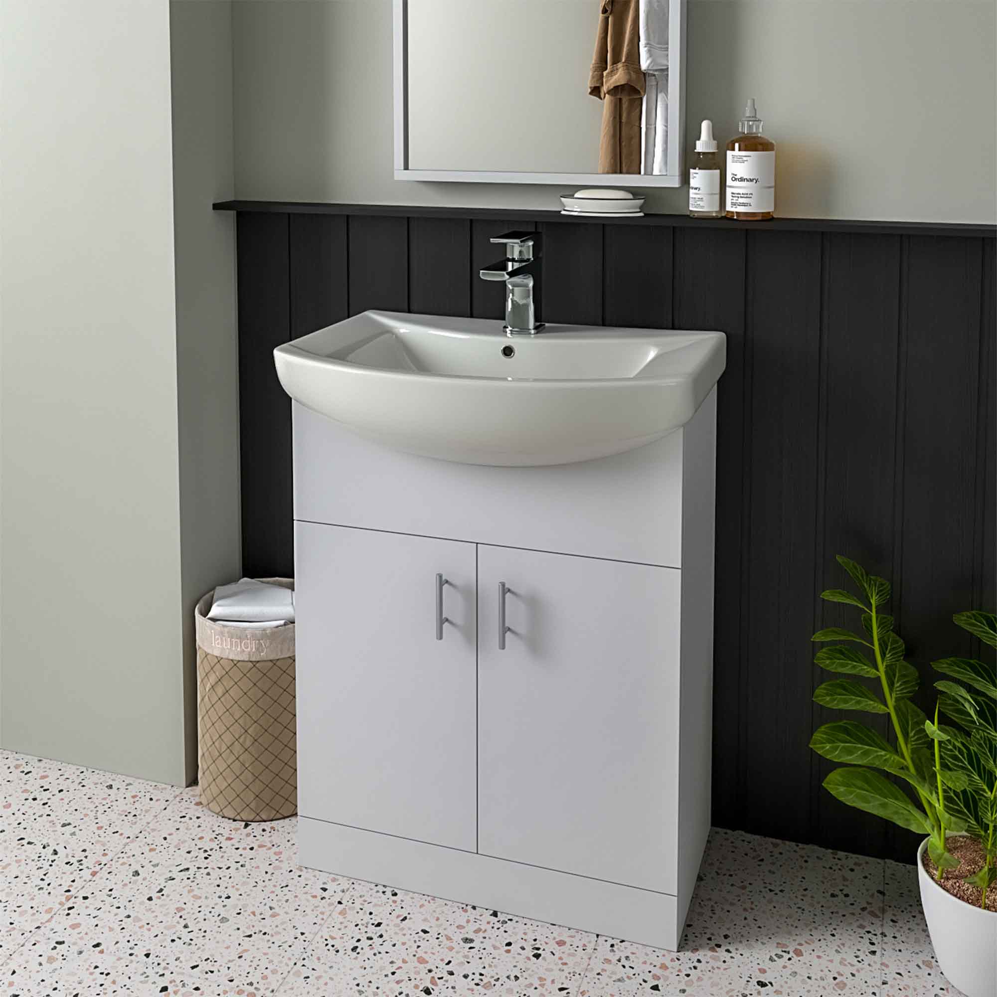 oslo 550 floorstanding vanity unit with basin polar white