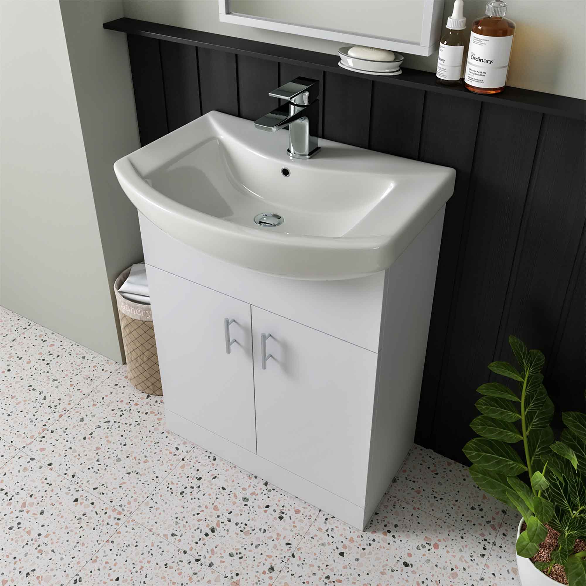 oslo 550 floorstanding vanity unit with basin polar white