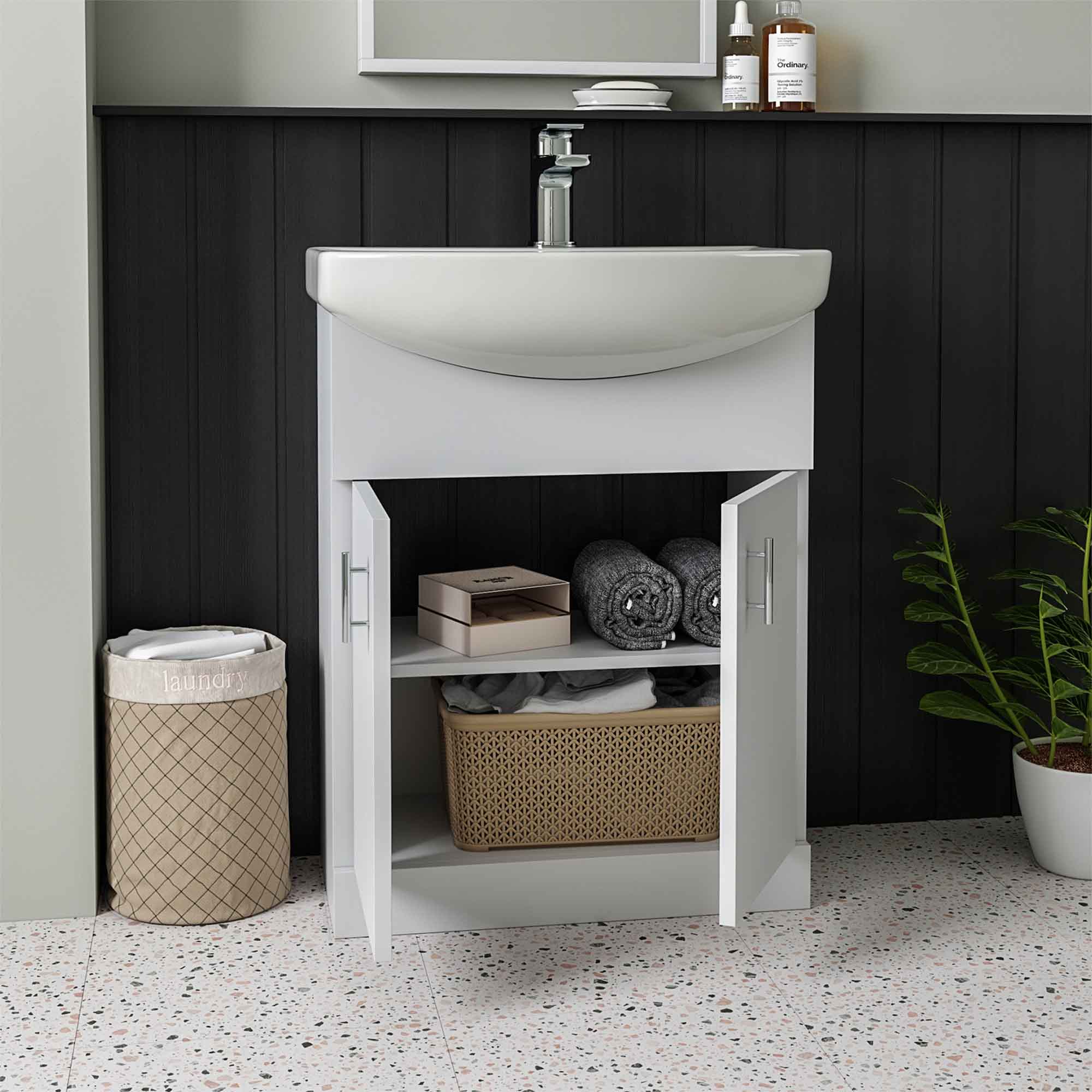 oslo 550 floorstanding vanity unit with basin polar white