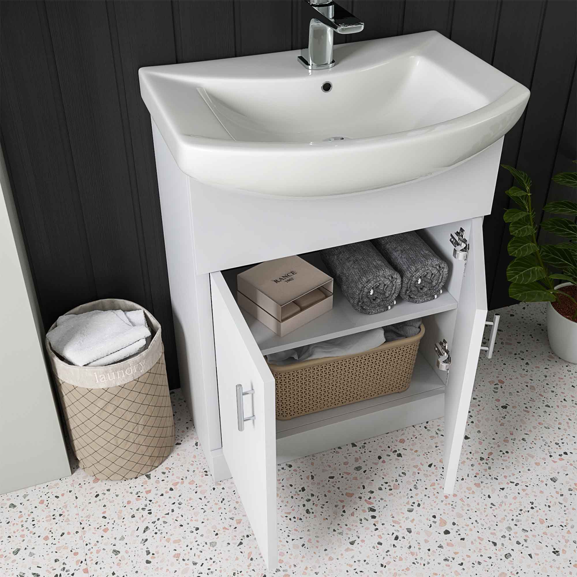 oslo 550 floorstanding vanity unit with basin polar white