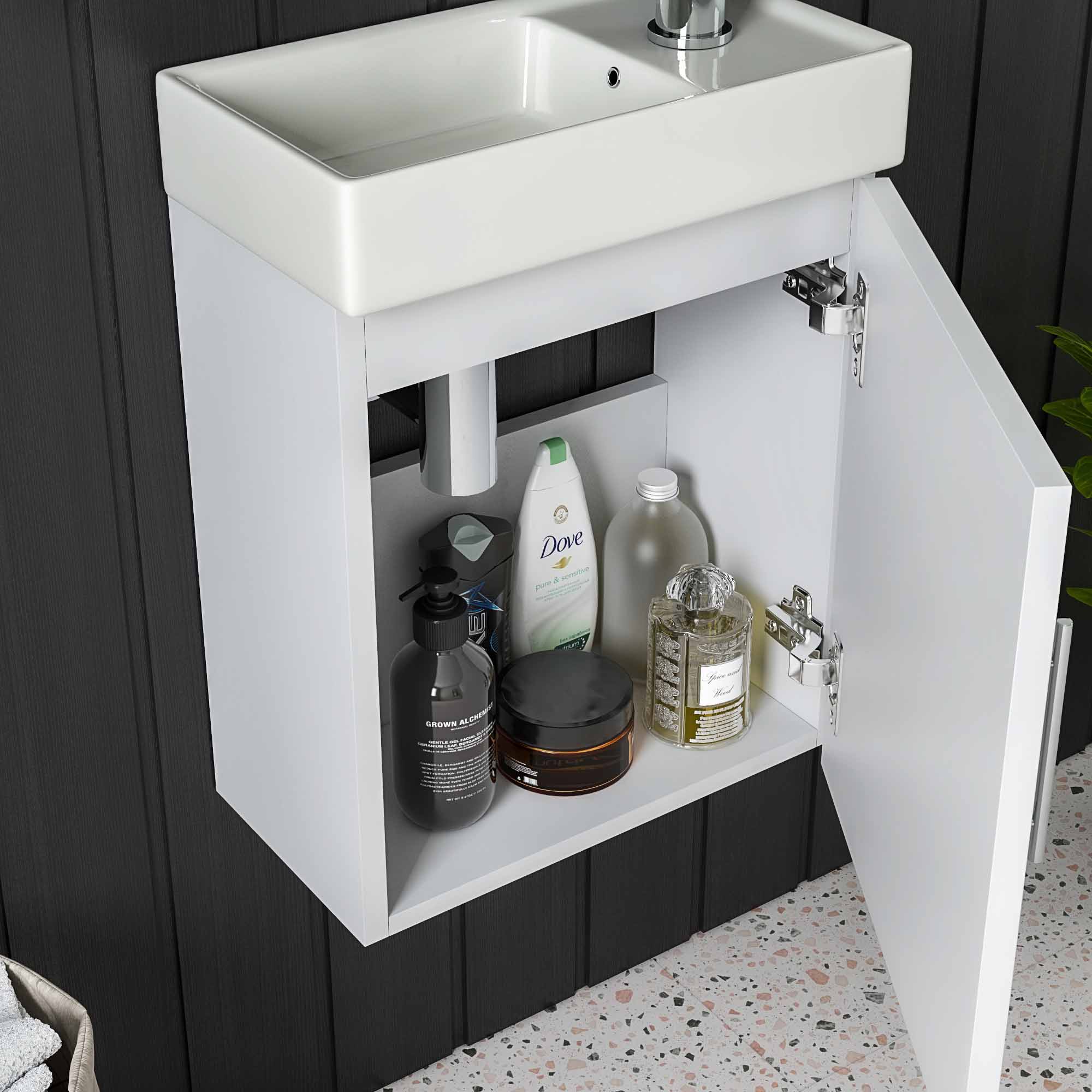 oslo cloakroom 400 wall mounted vanity unit polar white