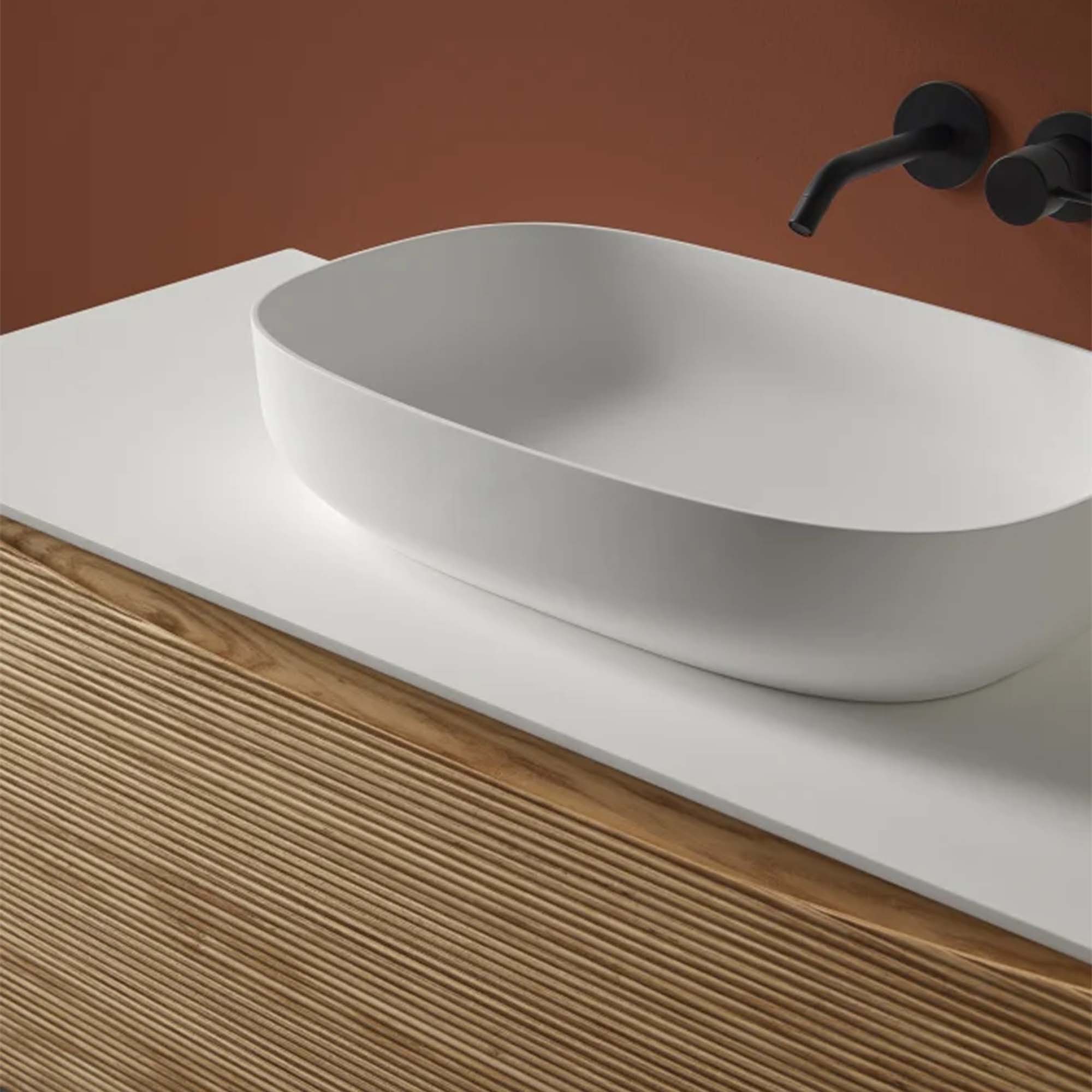 oslo oval 600 solid surface countertop basin matt white