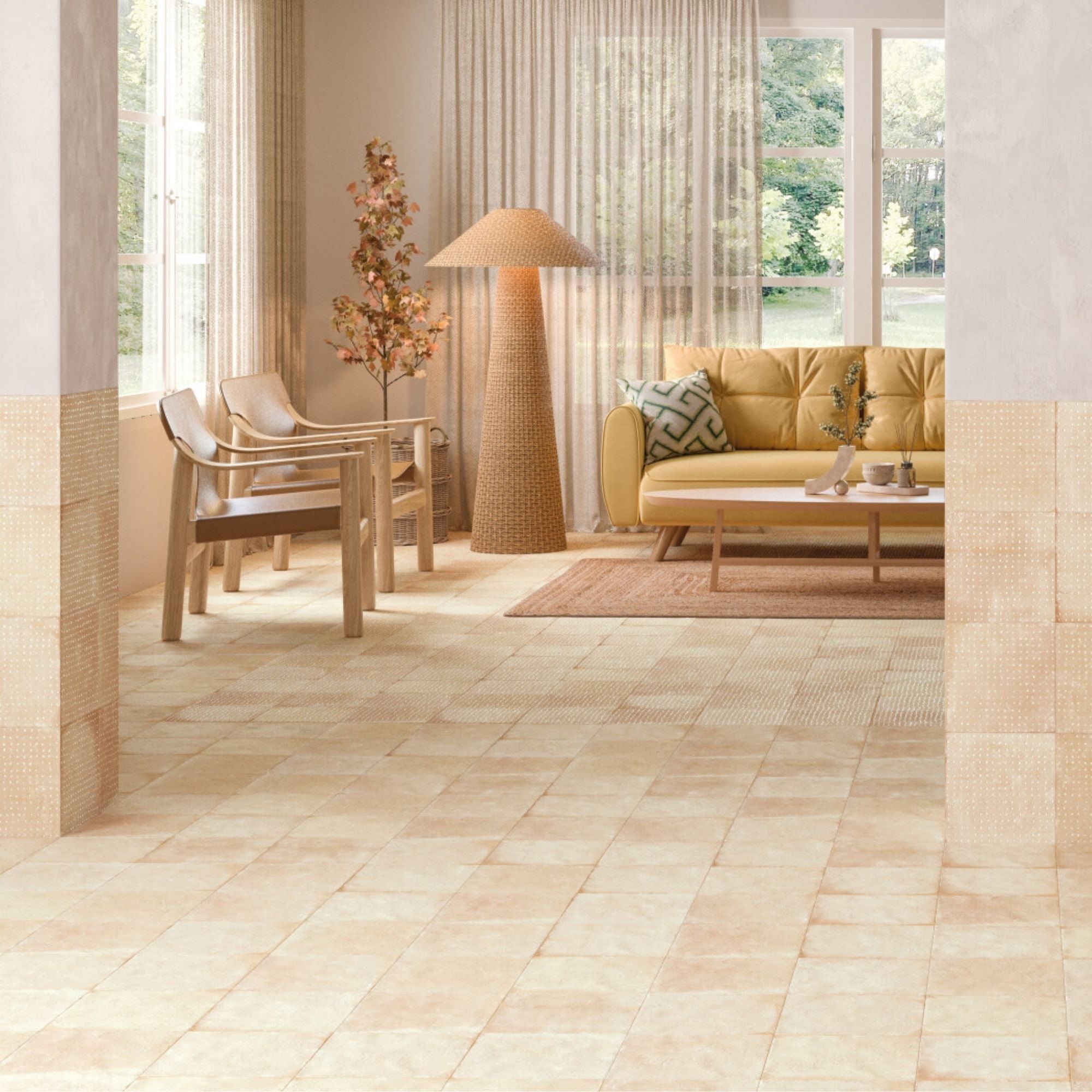 Harmony Pangea Sand Plain Porcelain Tile 22x22cm Matt