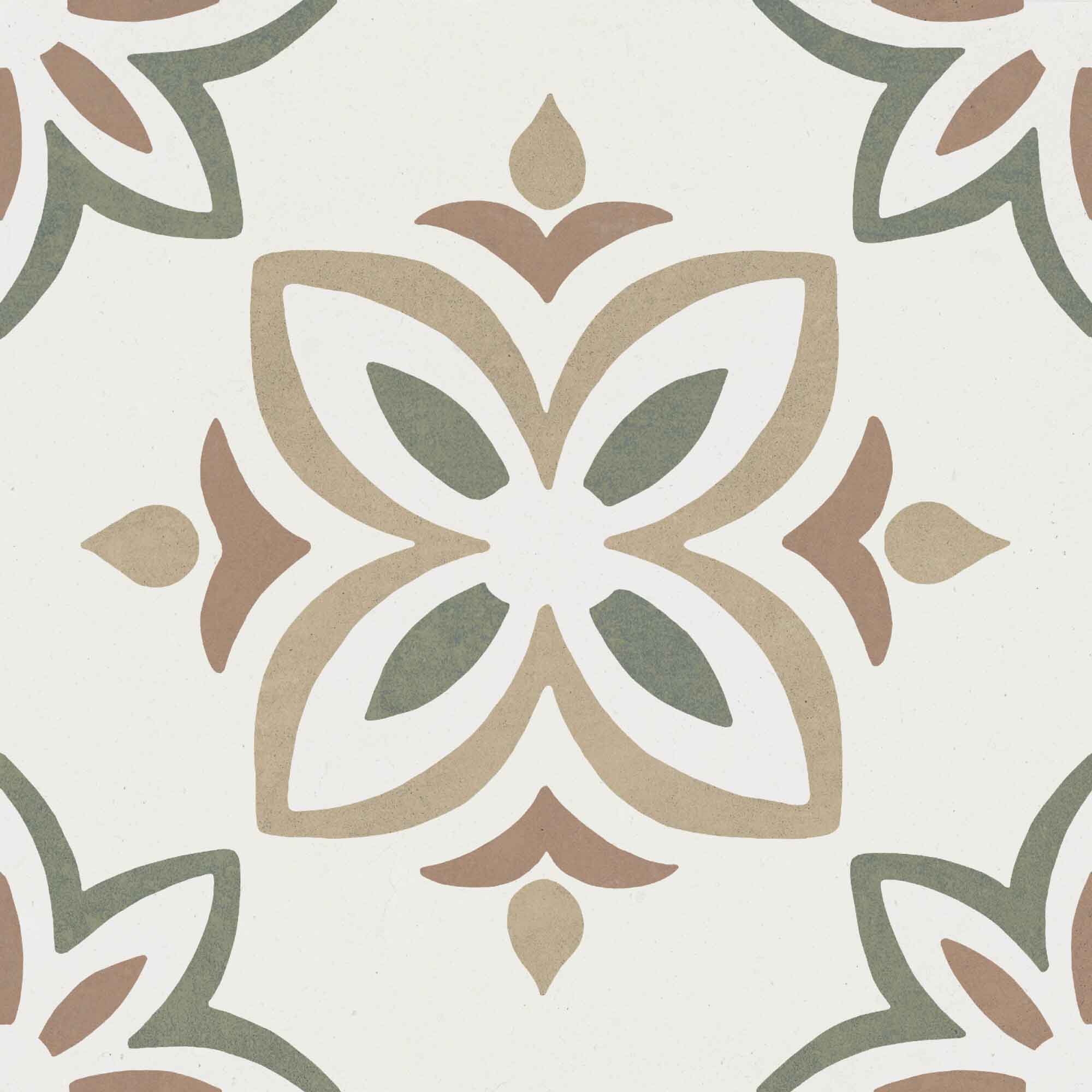 provenza green bloom pattern porcelain tile 22x22cm matt