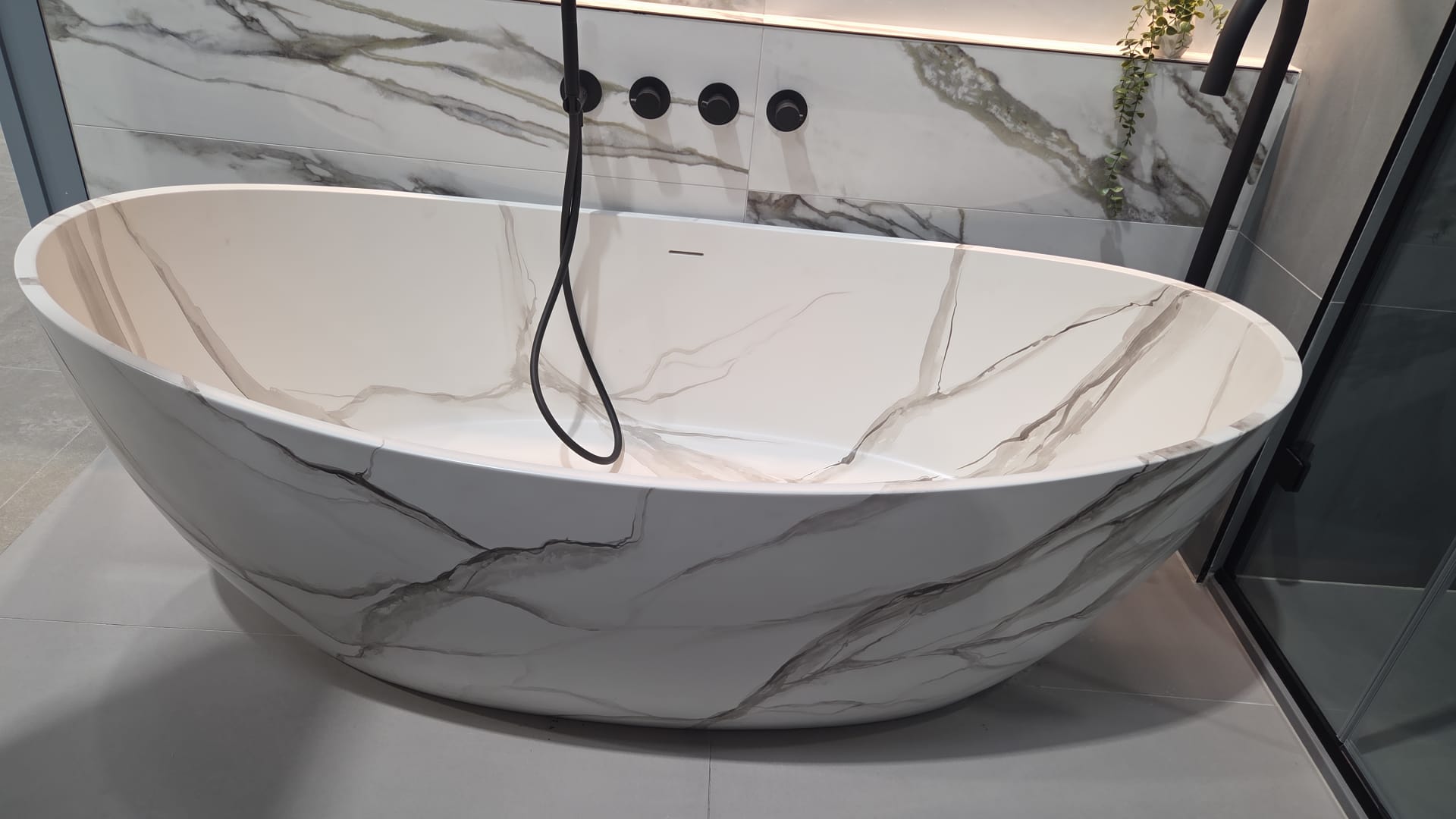 Granlusso™ Palermo 1750mm Marble Effect Freestanding Stone Bath - Honed Matte