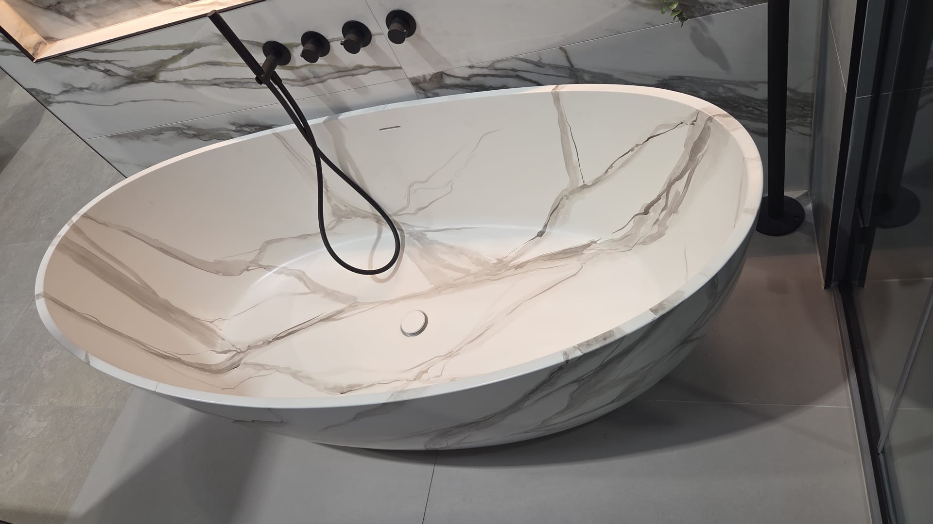 Granlusso™ Palermo 1750mm Marble Effect Freestanding Stone Bath - Honed Matte