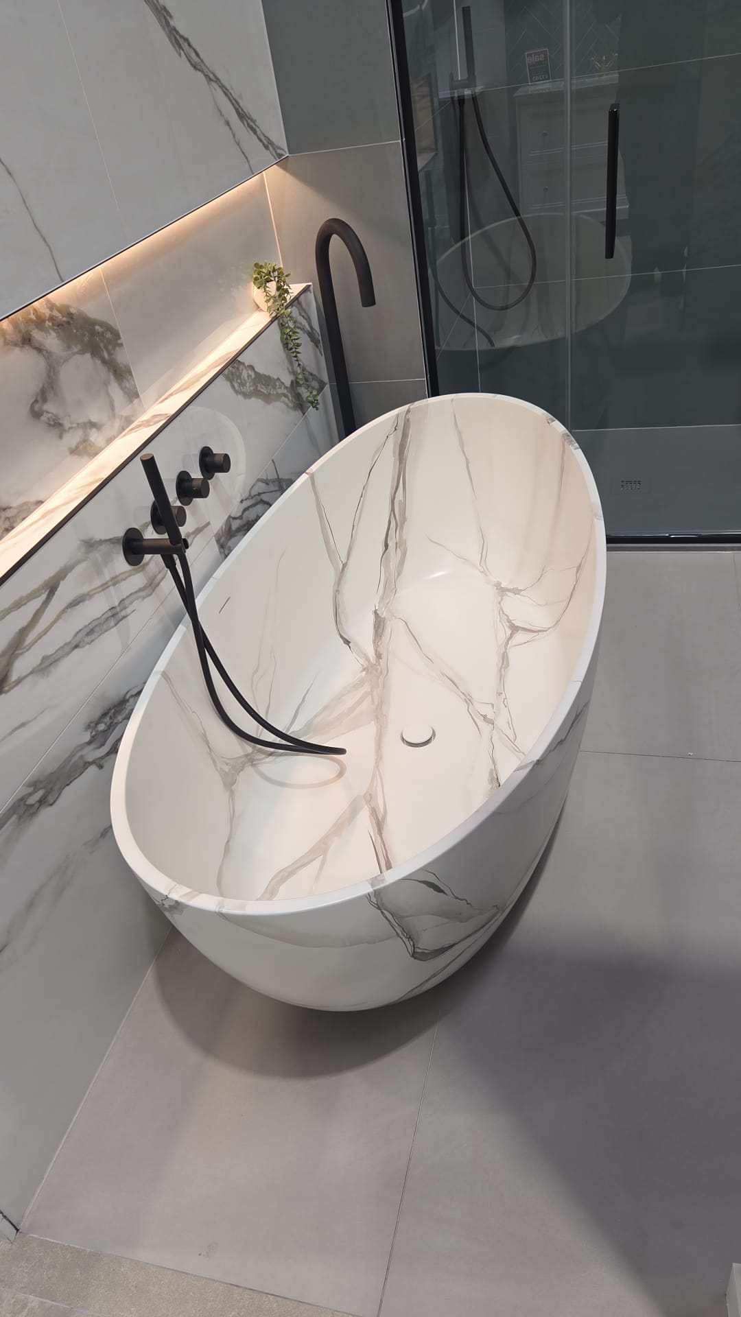 Granlusso™ Palermo 1750mm Marble Effect Freestanding Stone Bath - Honed Matte