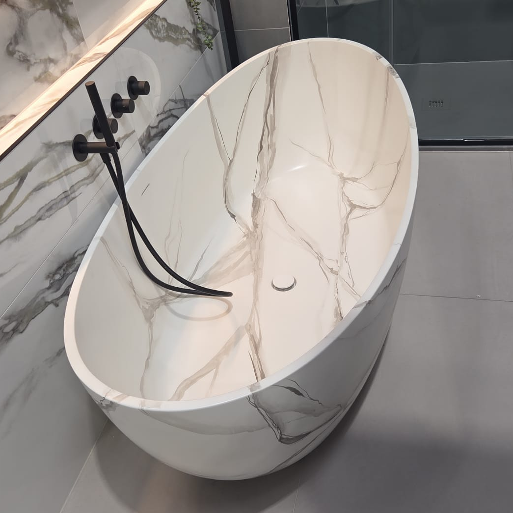 Granlusso™ Palermo 1750mm Marble Effect Freestanding Stone Bath - Matte