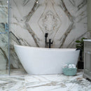 Granlusso Roberto Nova 1700 Modern Slipper Freestanding Bath Acrylic - Gloss White