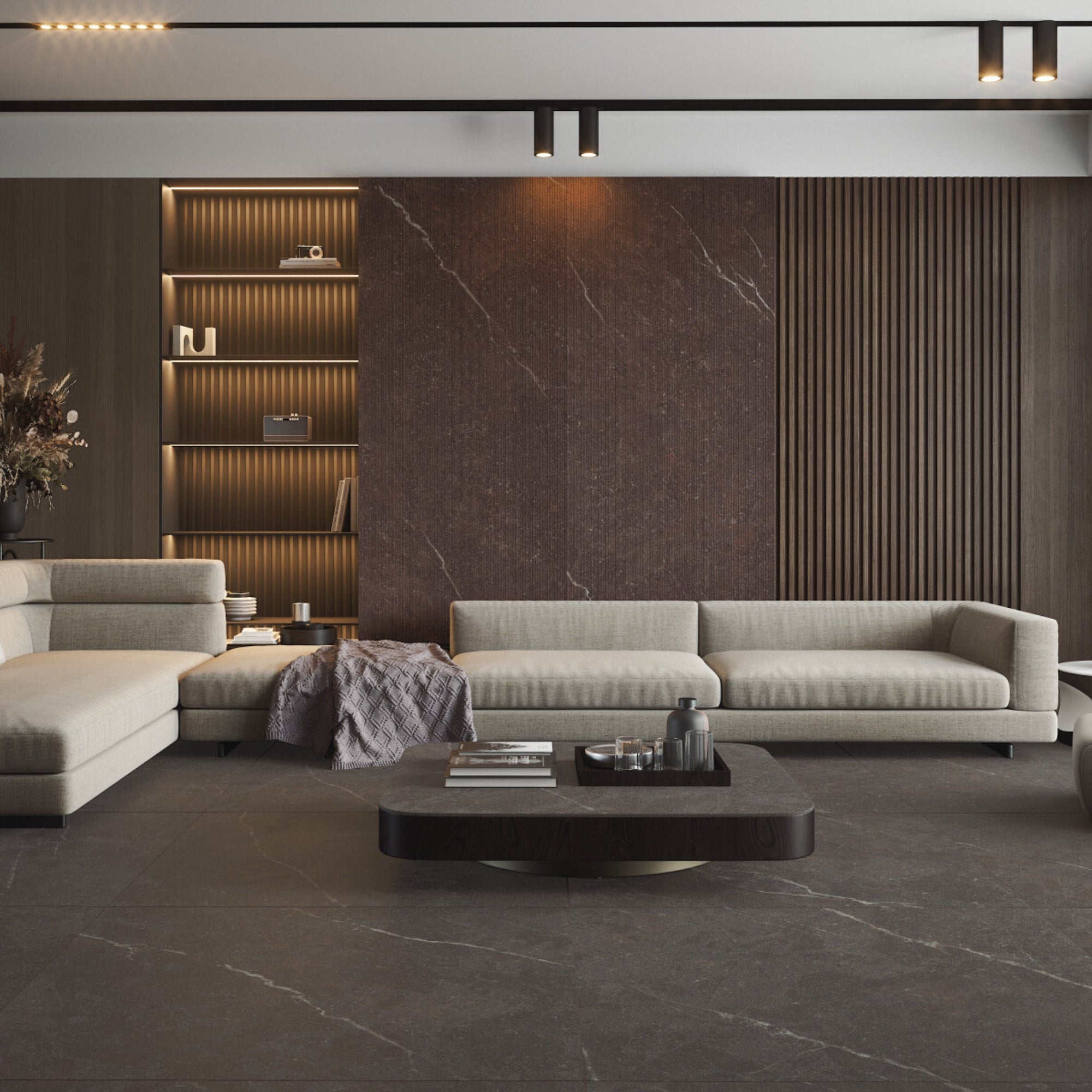 Royal Brown 4D Stone Effect Porcelain Tile 100x100cm Matt