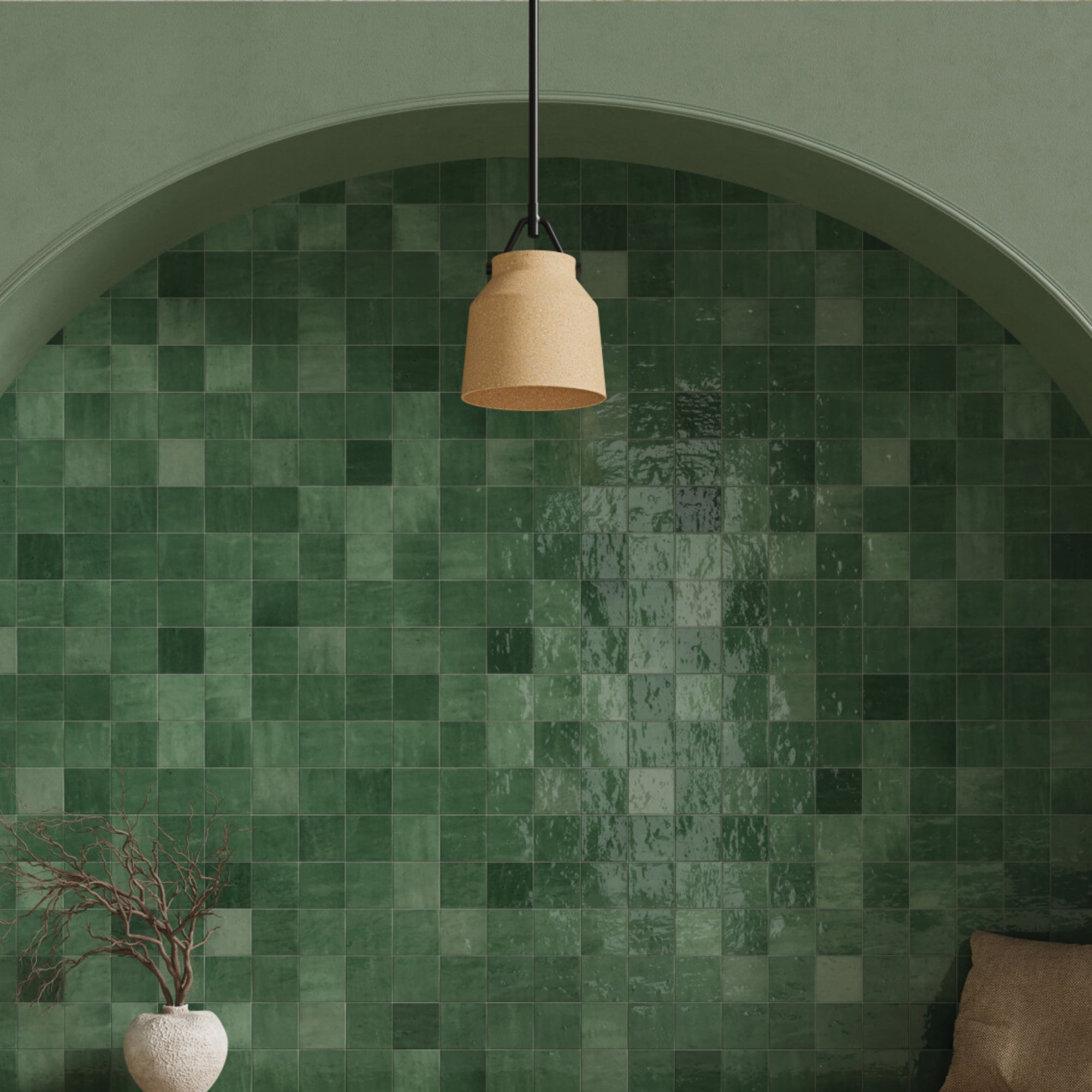 harmony samira green decor wall tile 10x10cm gloss