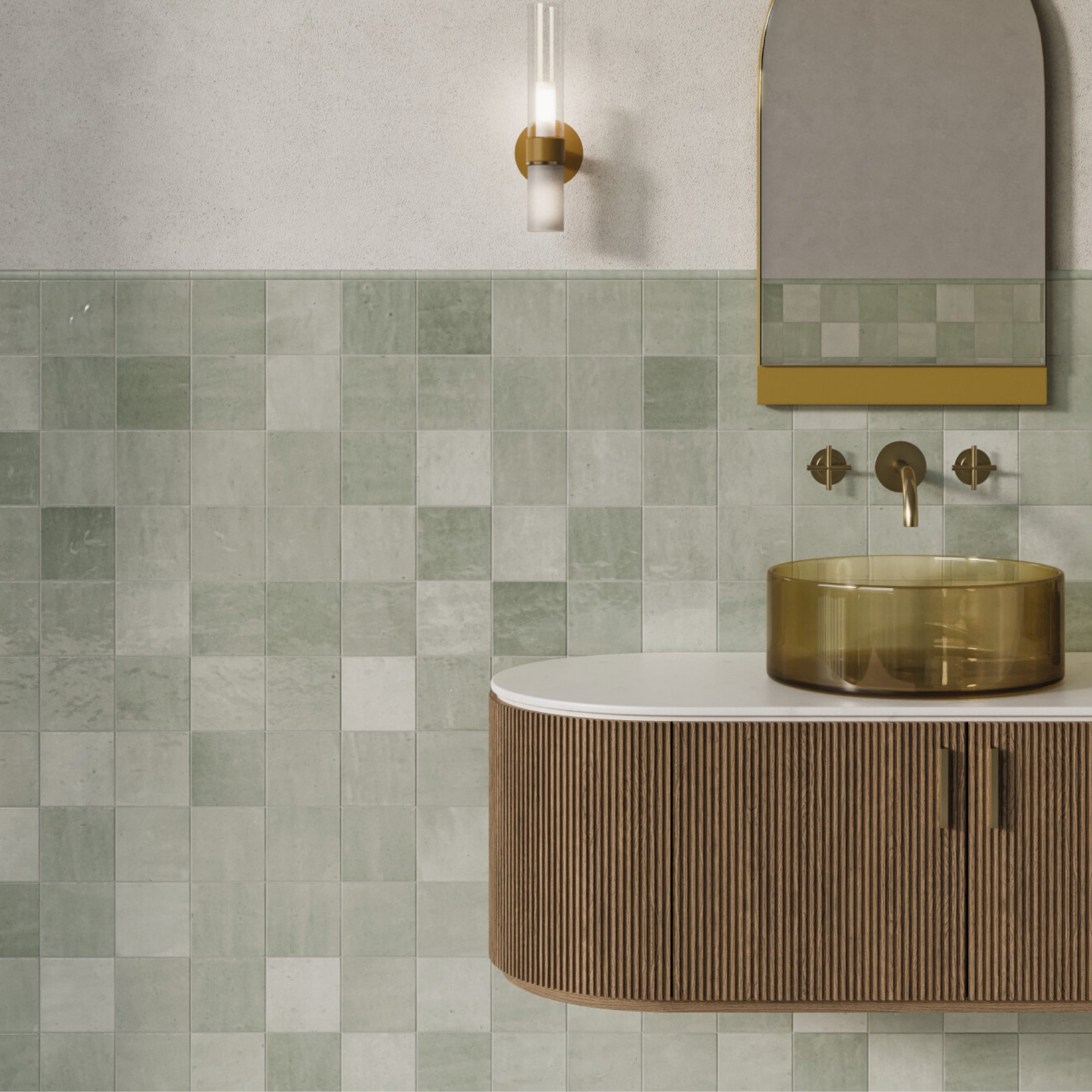 harmony samira mint decor wall tile 10x10cm gloss