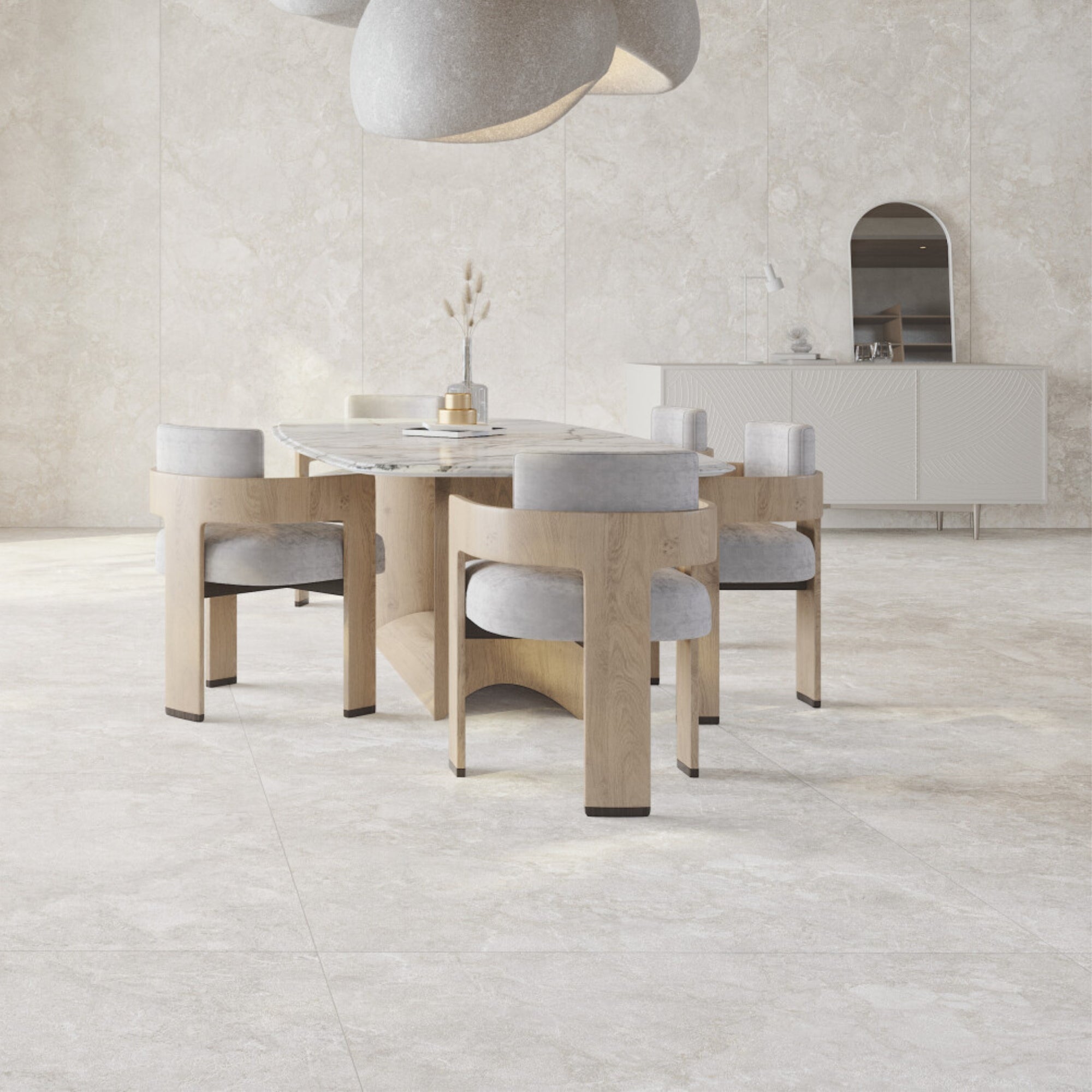 Serene Cloud 4D Stone Effect Porcelain Tile 100x100cm Antislip Matt