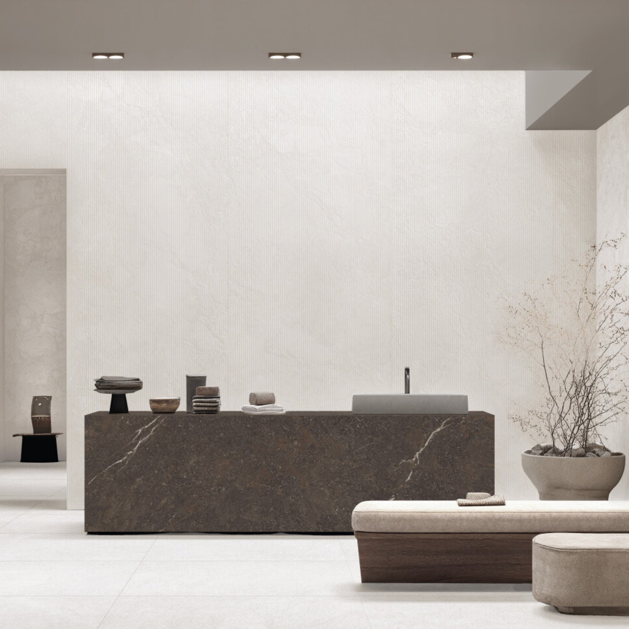 Serene Cloud 4D Ribbed Stone Effect Wall Tile 60x120cm Matt