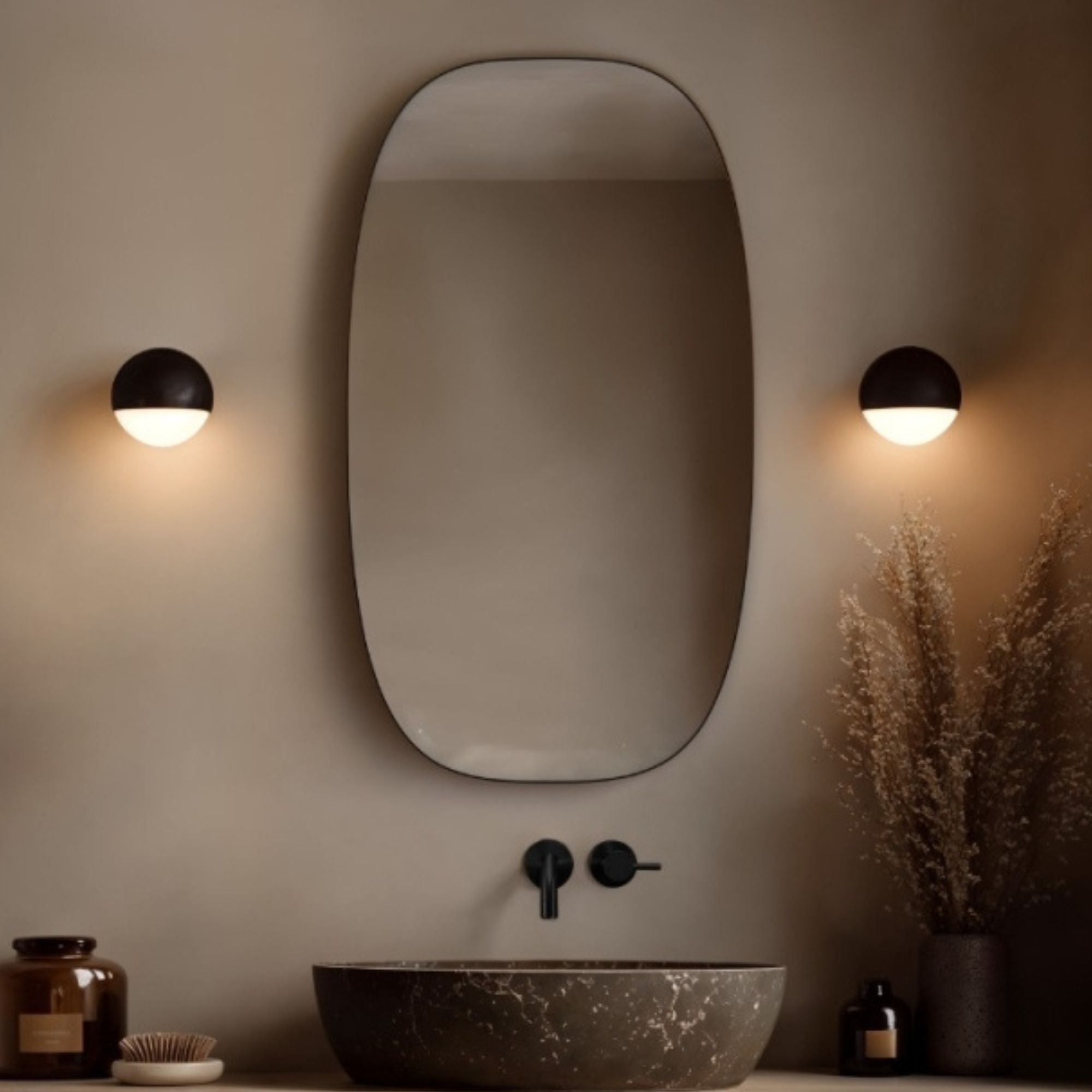 Shore Barrel Bathroom Mirror Brushed Bronze