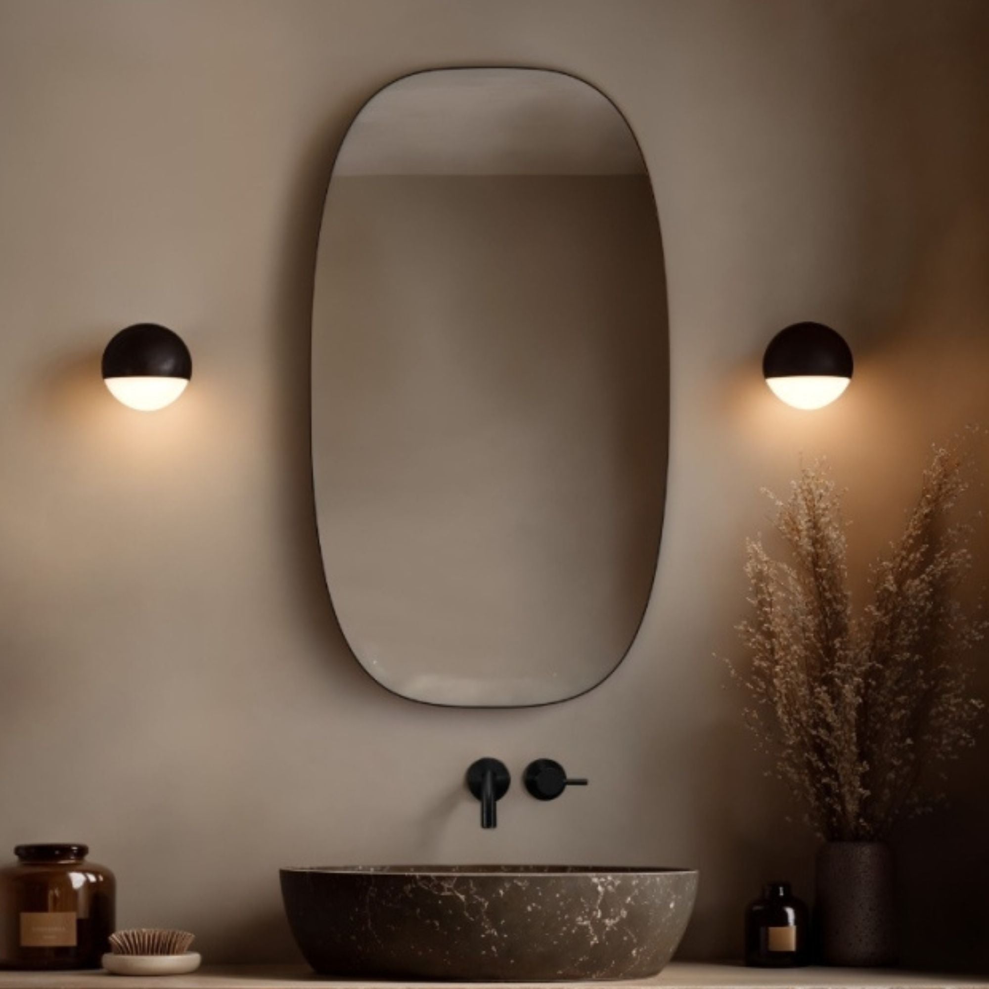 Shore Barrel Bathroom Mirror Matt Black