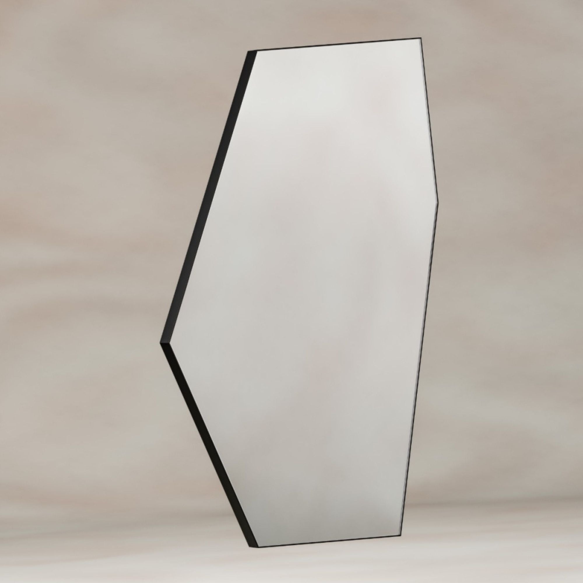 Shore Oblique Hex Bathroom Mirror - Matt Black