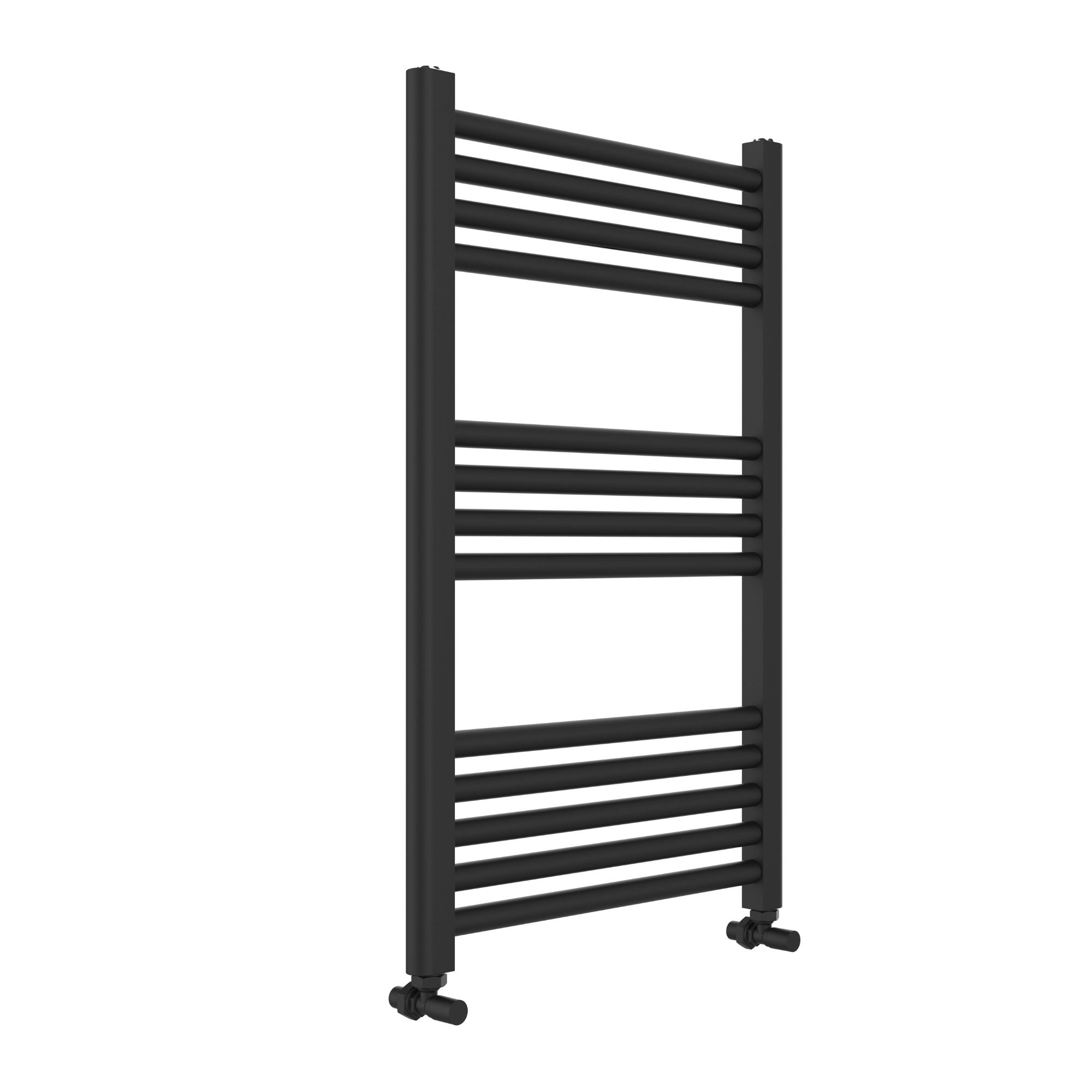 Soho matt black vertical radiator 800x500mm on a white background deluxe bathrooms