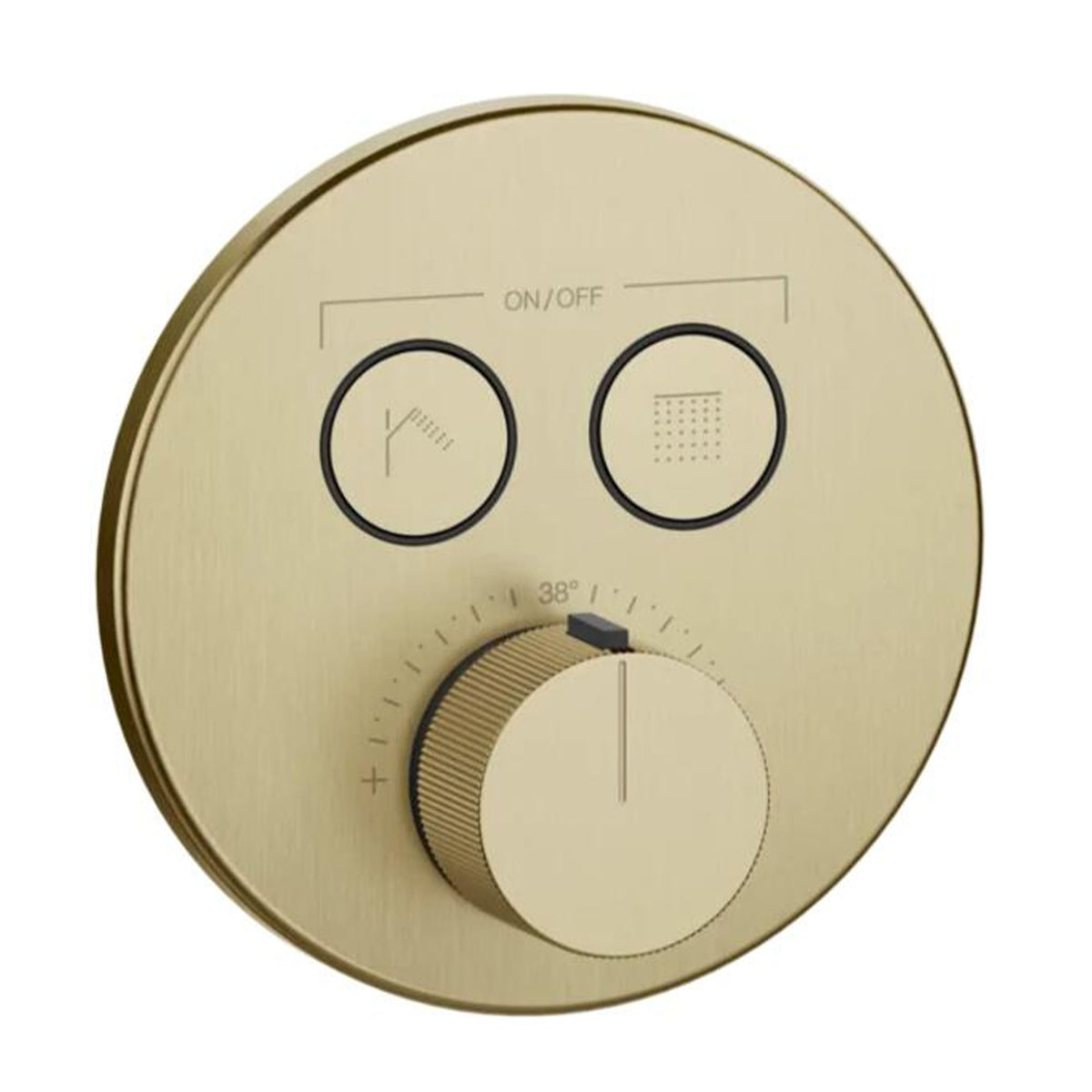 dual outlet thermostatic shower valve brushed brass