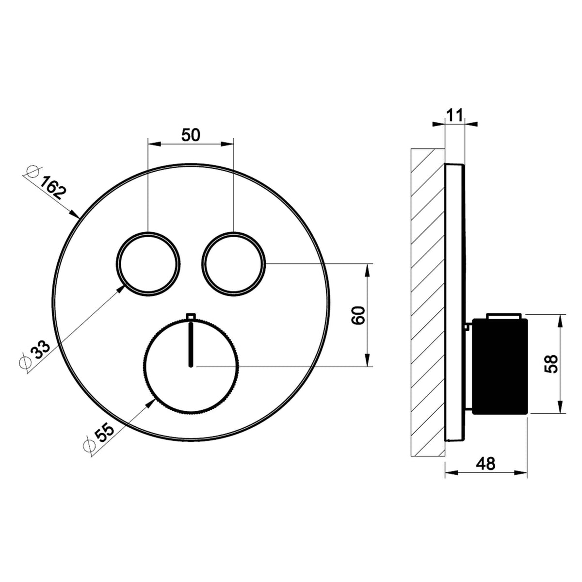 2 outlet thermostatic shower valve dimensions