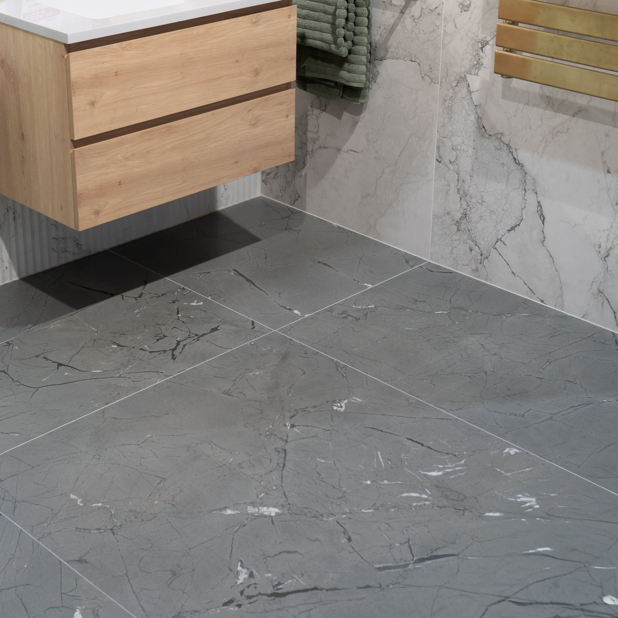 Sublime Thunder 4D Shaped Stone Effect Porcelain Tile 100x100cm Matt