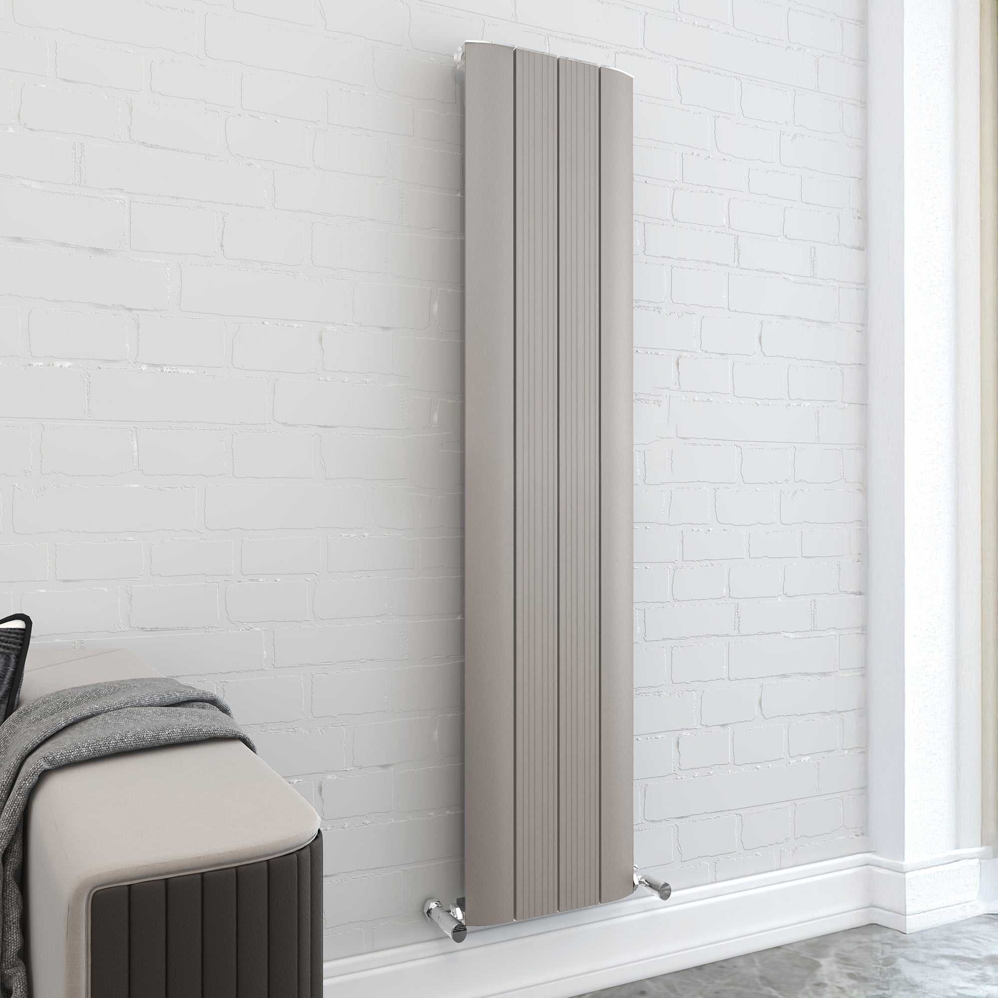 tonbridge aluminium heated towel rail 1800x375mm soft coffee