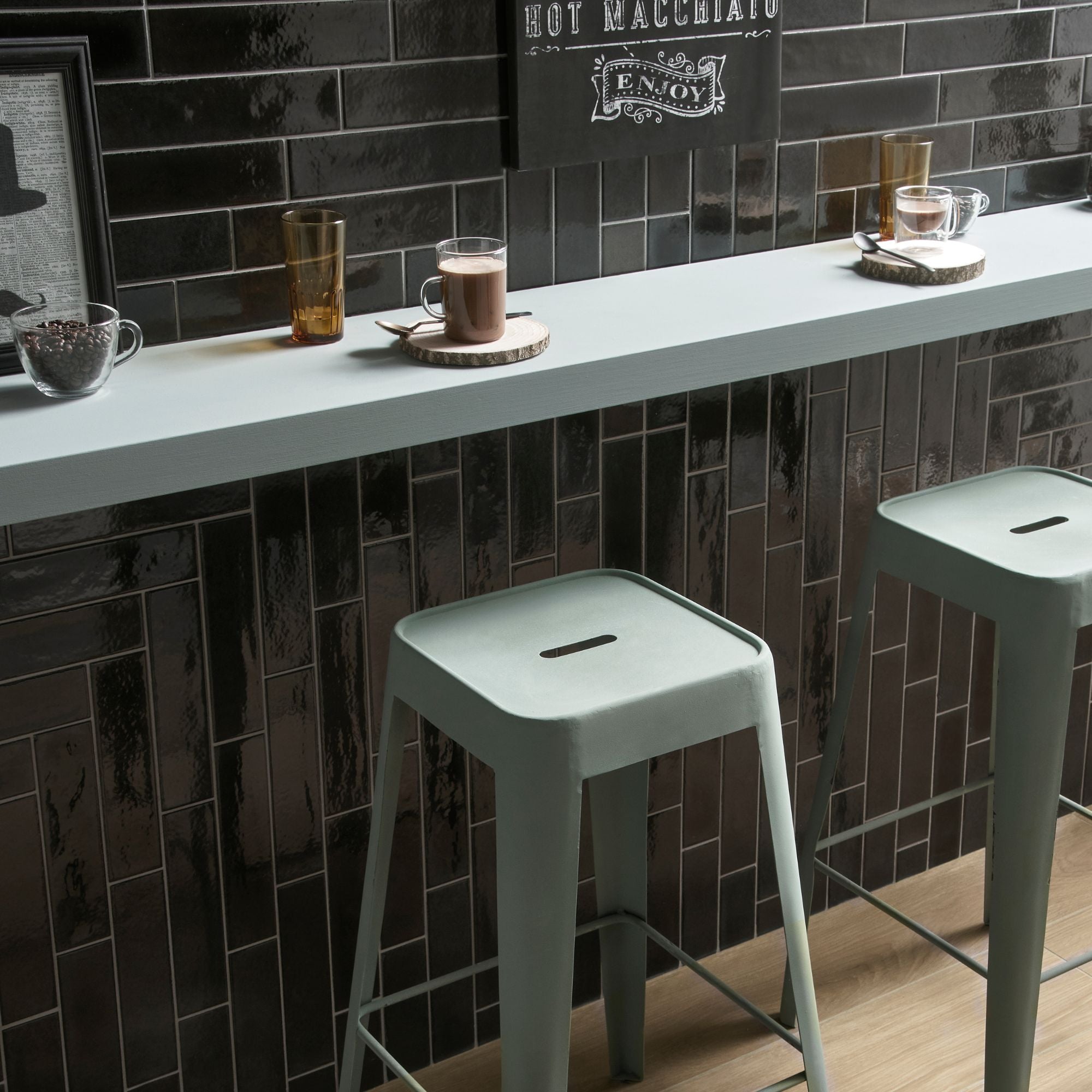 ColorART Black Wall Tile 6.25x25cm Gloss Deluxe Bathrooms