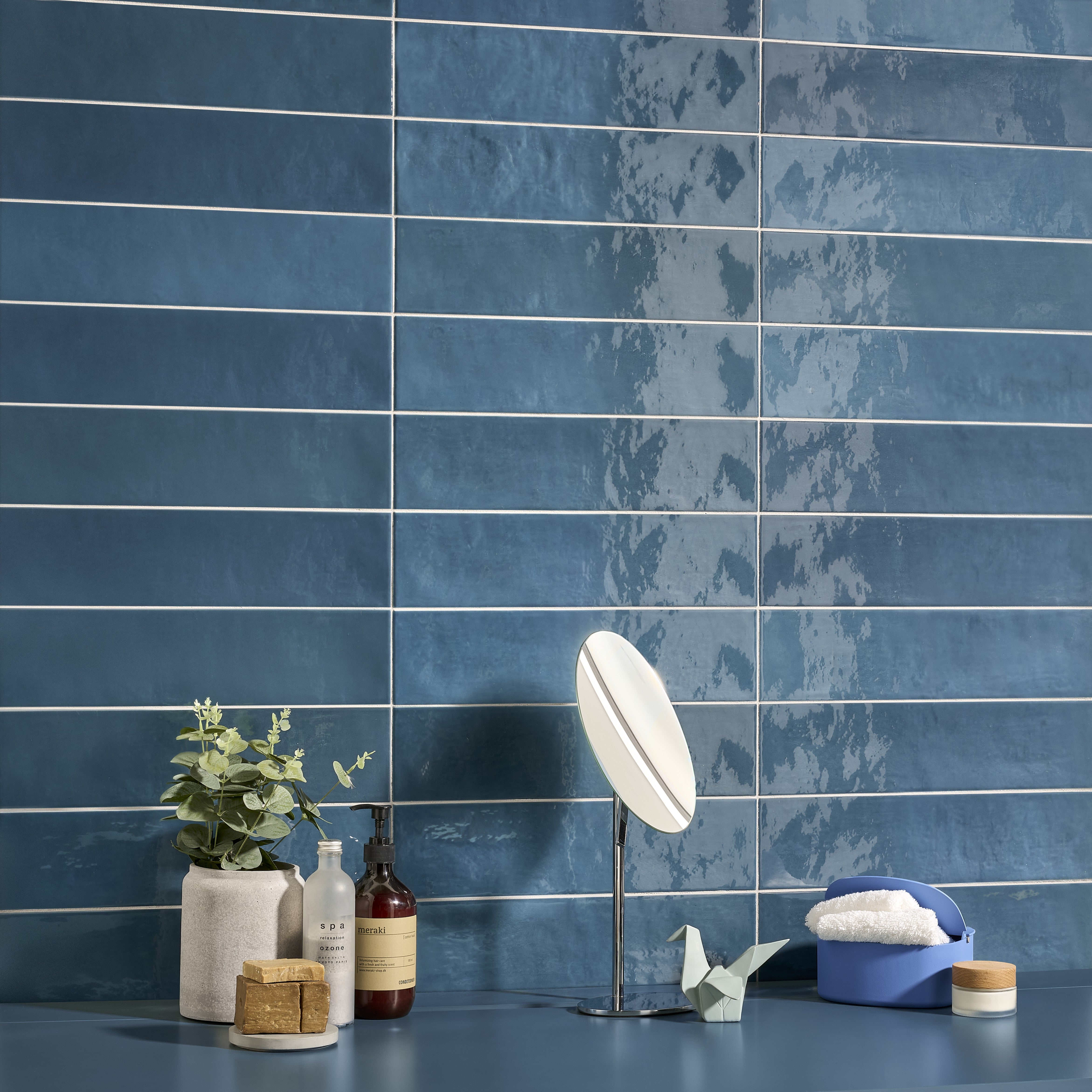 ColorART Blue Wall Tile 6.25x25cm Gloss Deluxe Bathrooms