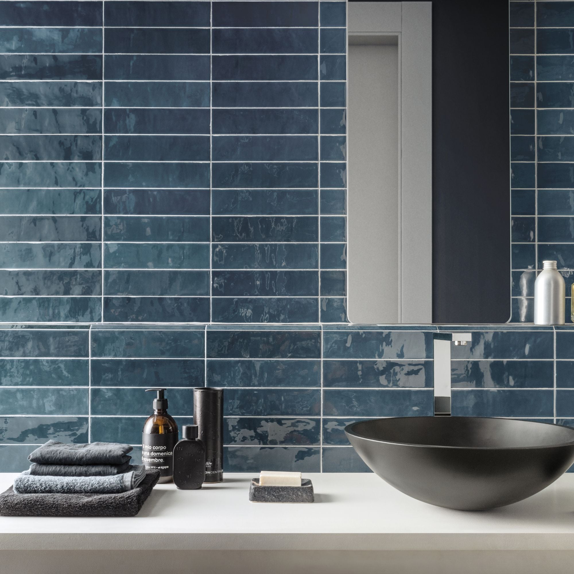 ColorART Blue Wall Tile 6.25x25cm Gloss Deluxe Bathrooms