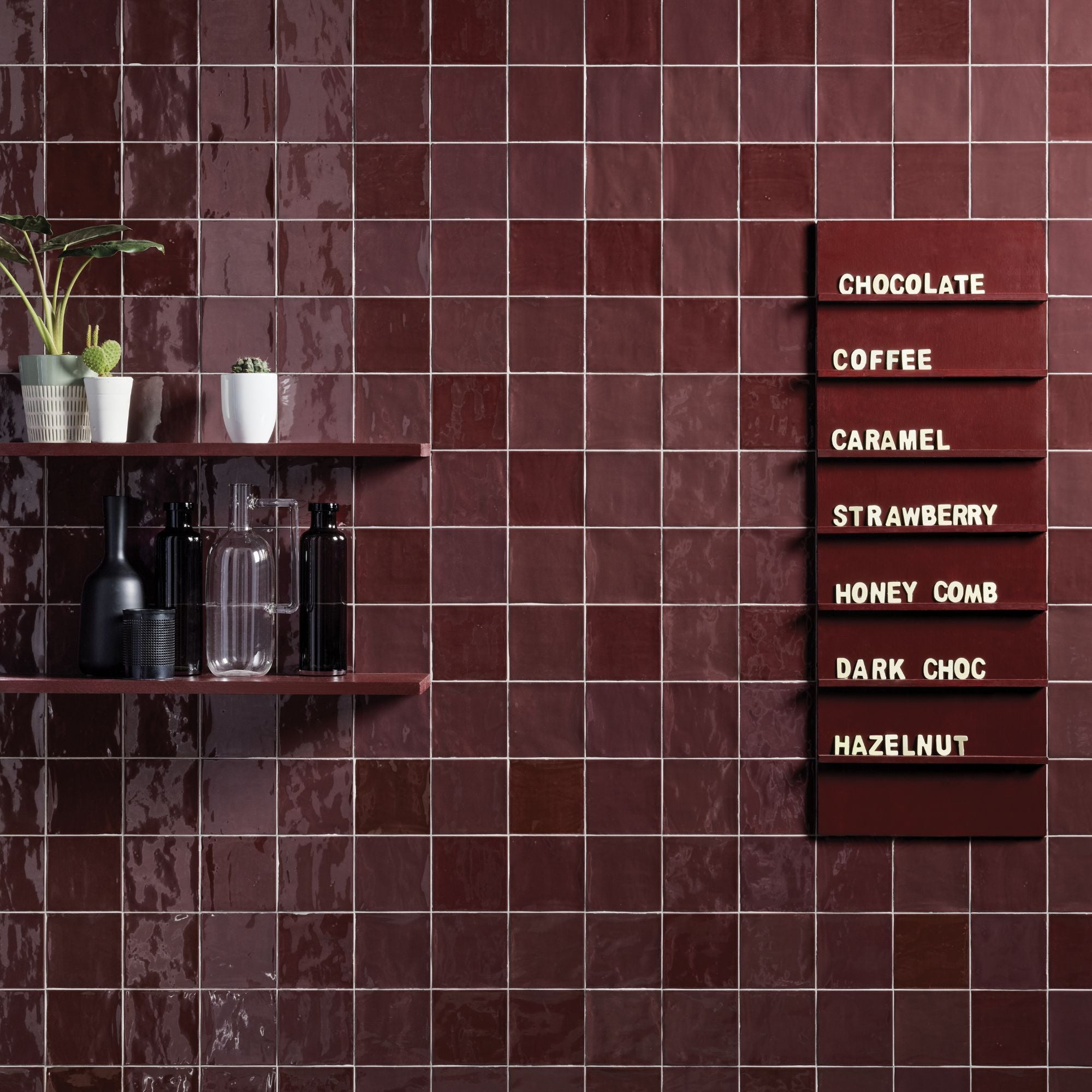 ColorART Burgundy Wall Tile 12.5x12.5cm Gloss Deluxe Bathrooms