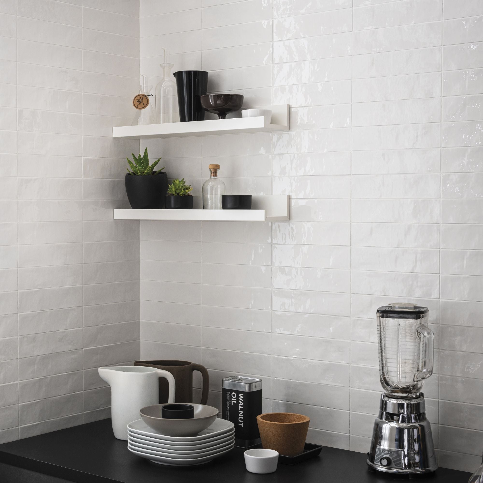 Withe Tile Vibe White Wall Tile 6x25cm Gloss