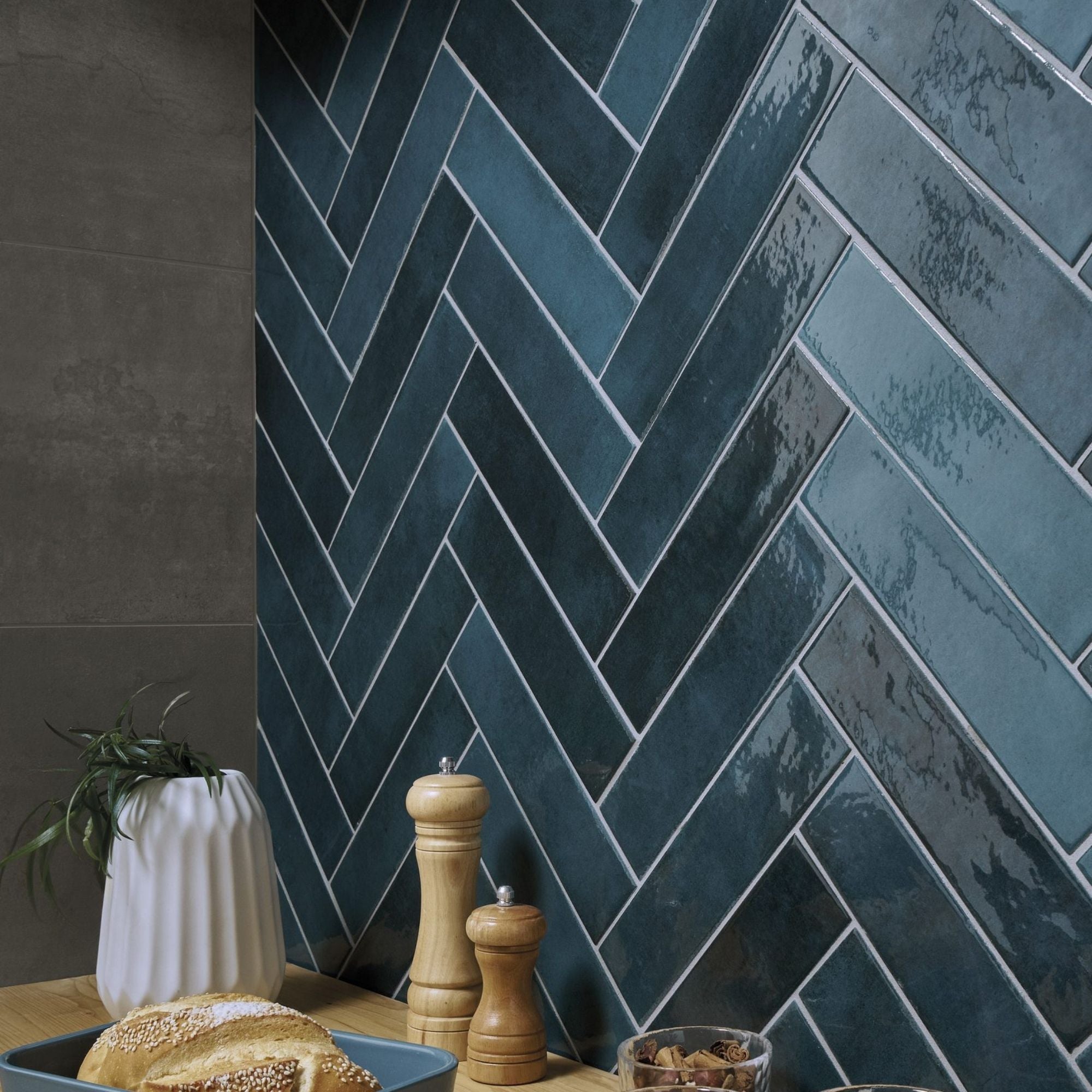 my art blu 6x25cm wall tile in glossy finish deluxe bathrooms