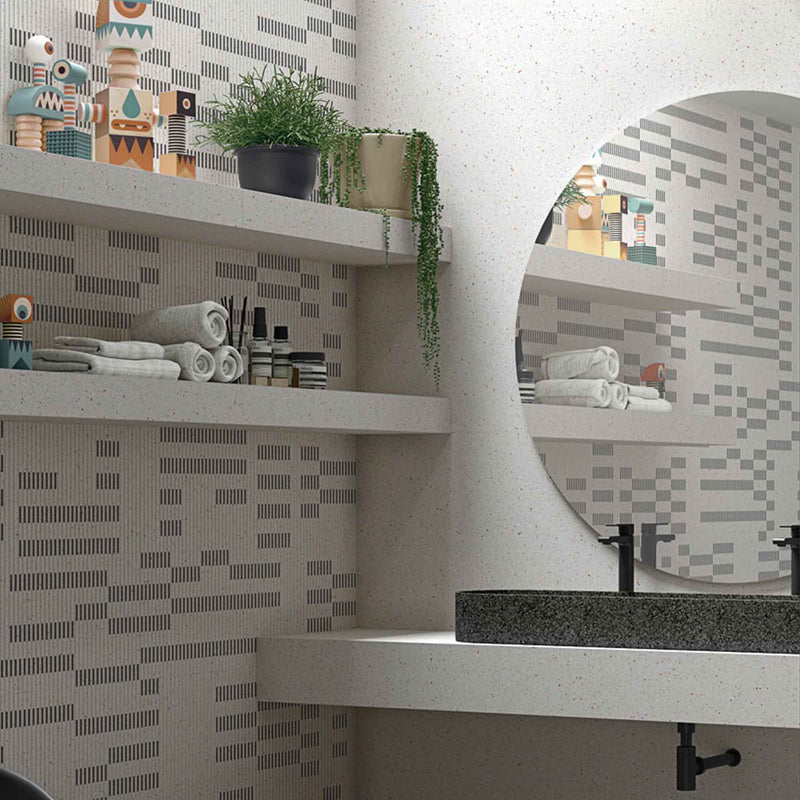 terrazzo effect feature wall