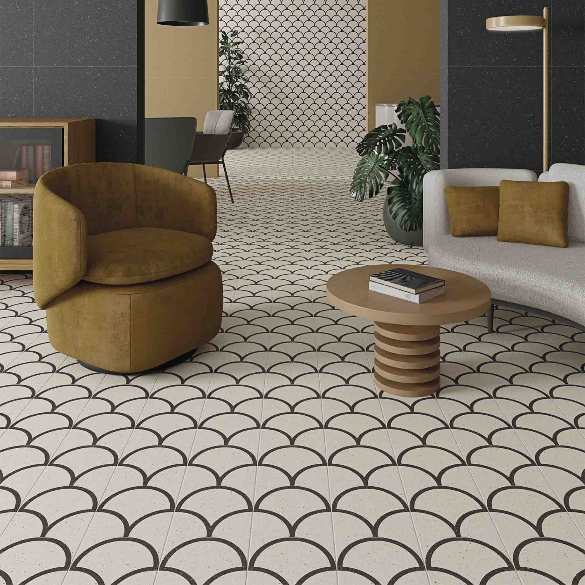 vives quetta pattern terrazzo ceramic tile matt 20x20cm