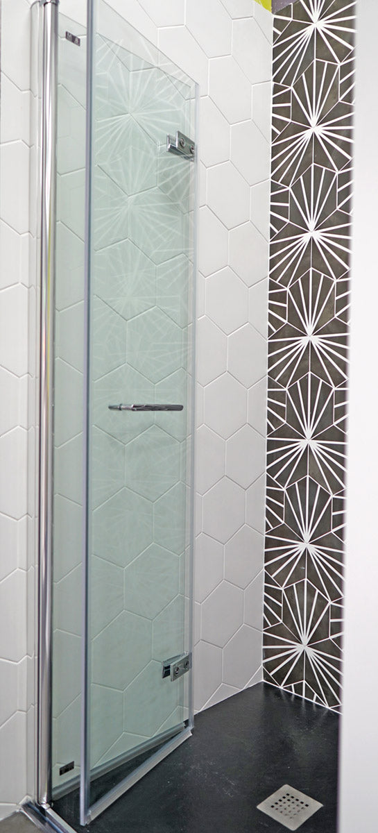 Merlyn 8 Series Frameless Hinged Bi-Fold Shower Door In Recess